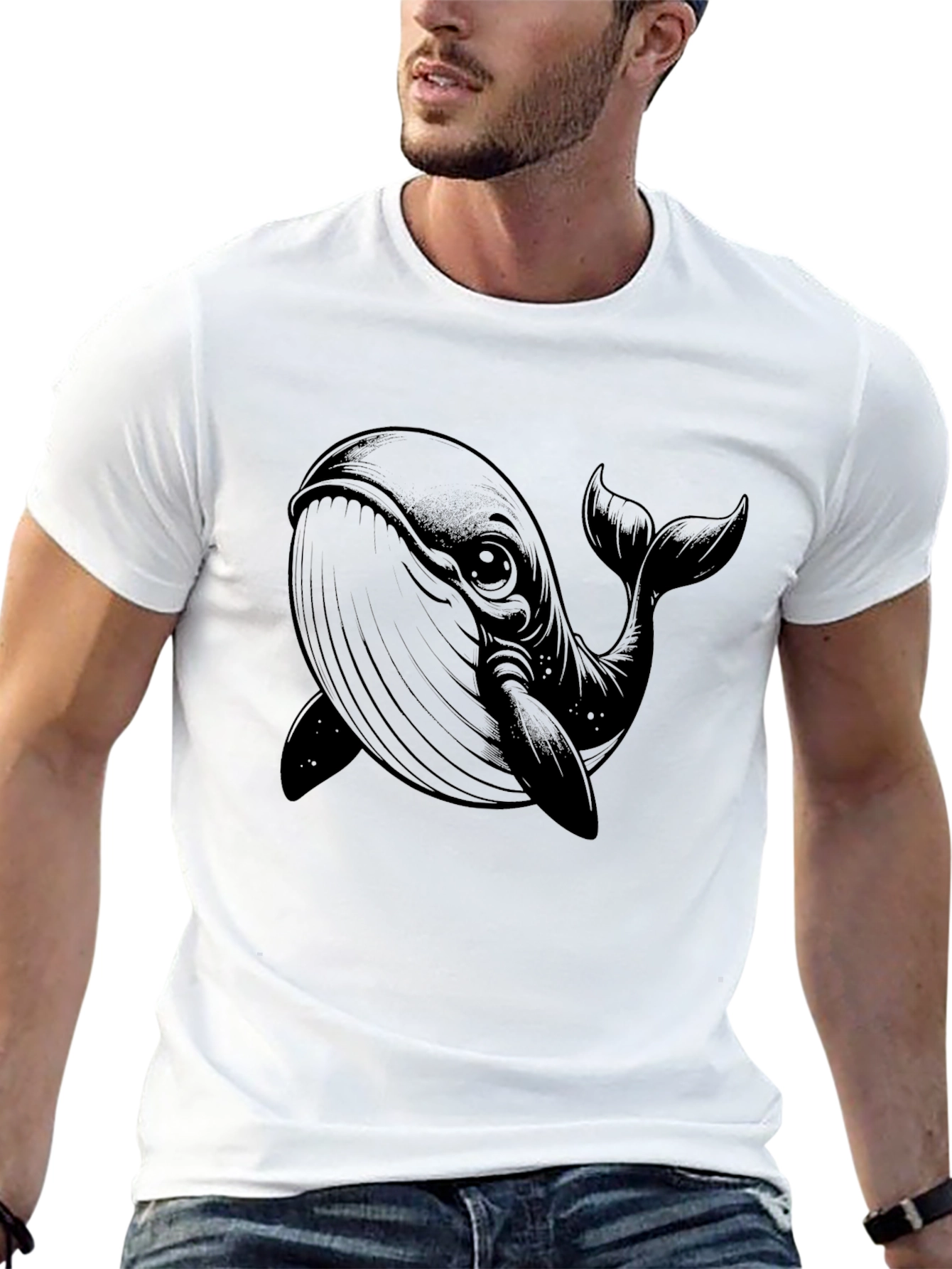 Whale Graphic Black T-Shirt - Unique Design