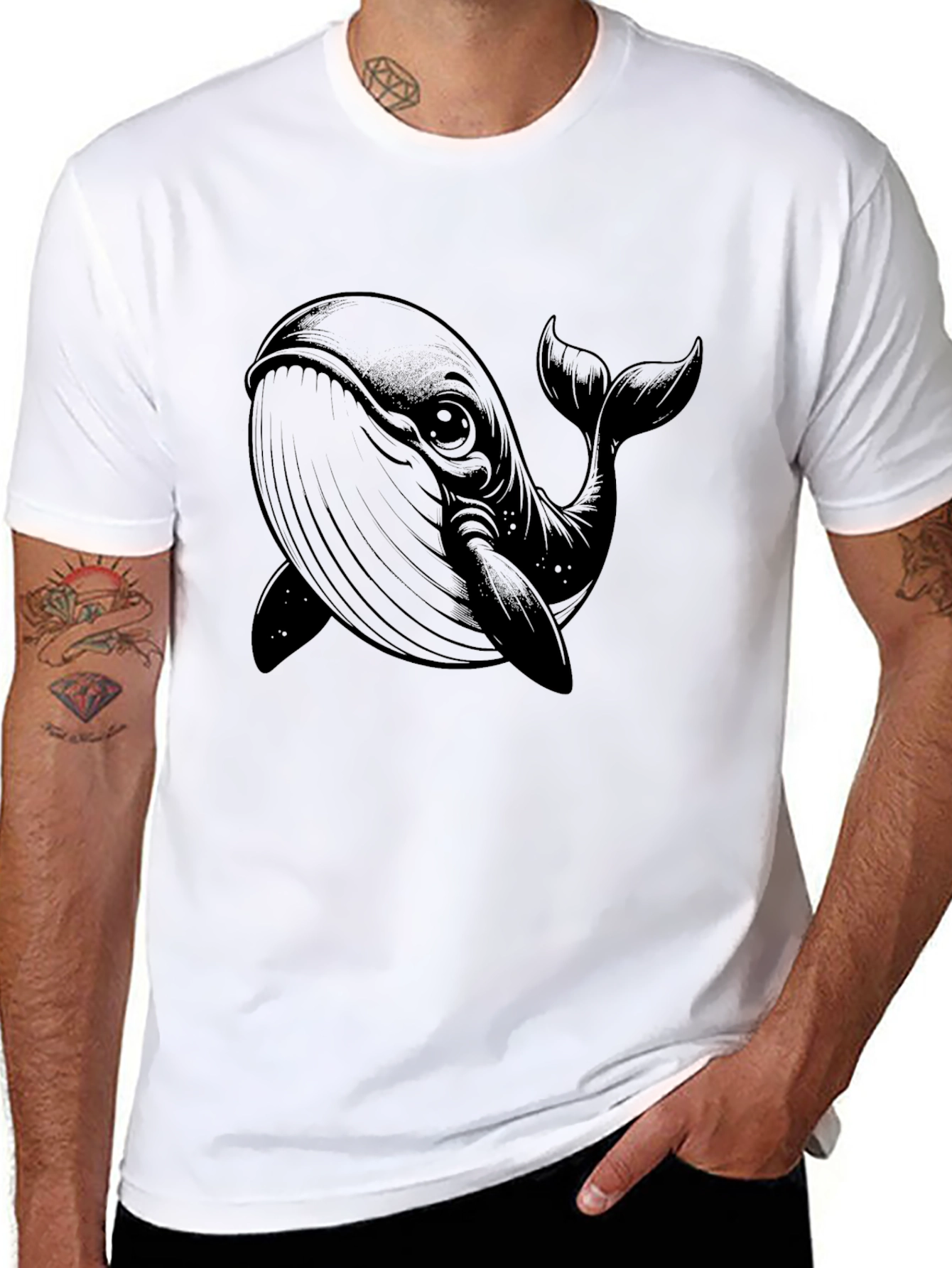 Whale Graphic Black T-Shirt - Unique Design