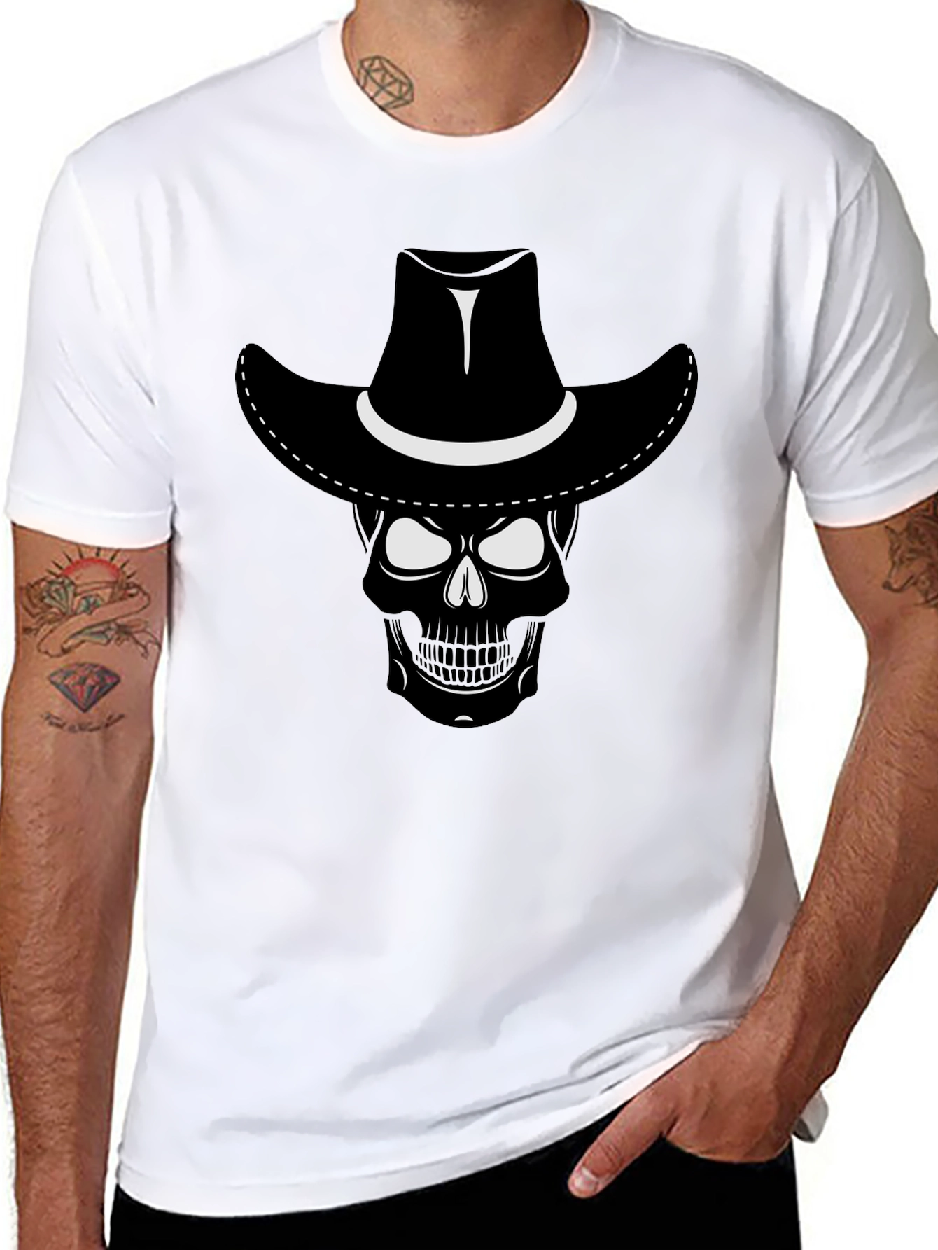 Skull Cowboy T-Shirt - Black Graphic Tee