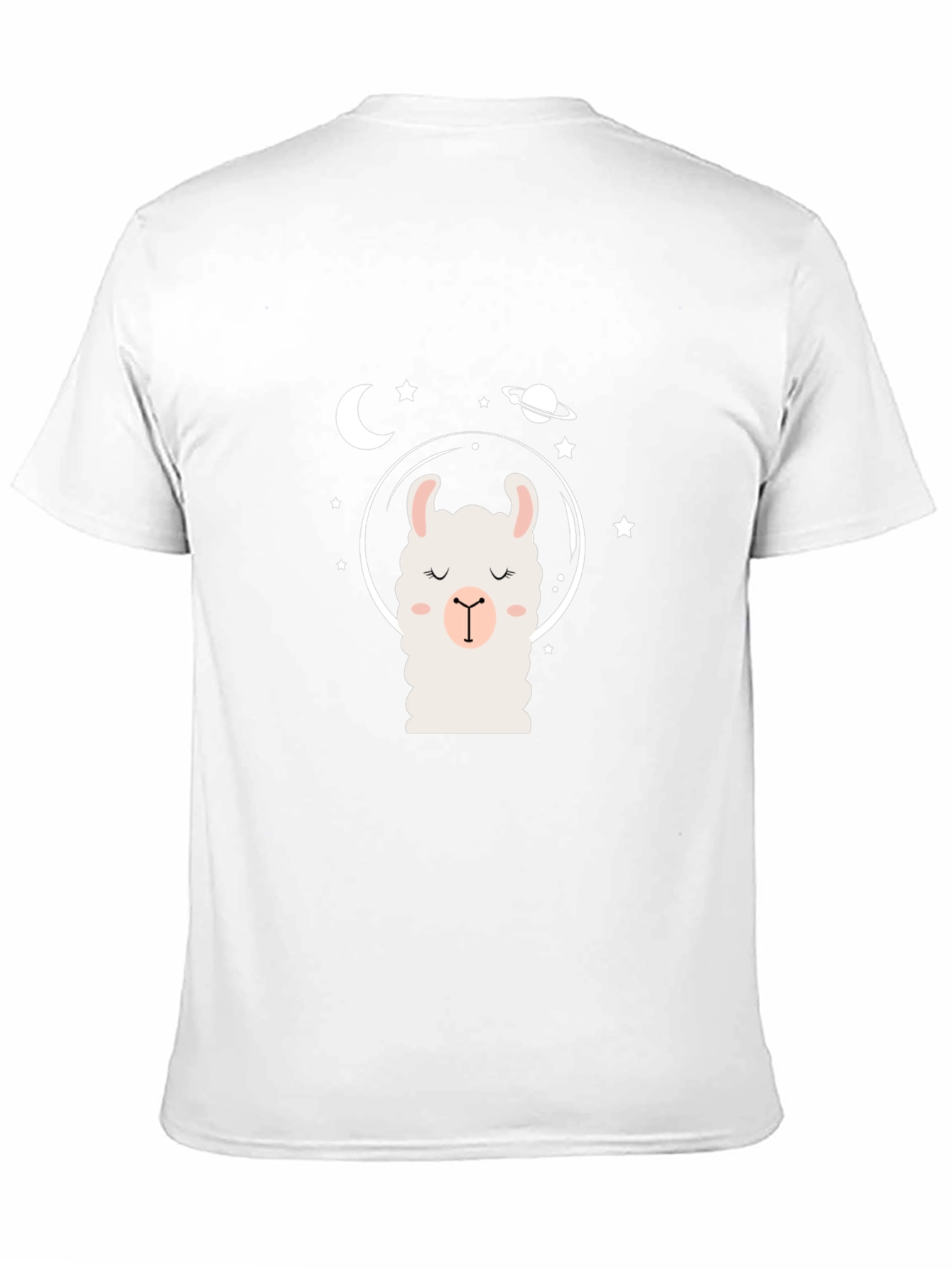 Llama in Space Black T-Shirt - Cute Cartoon Design