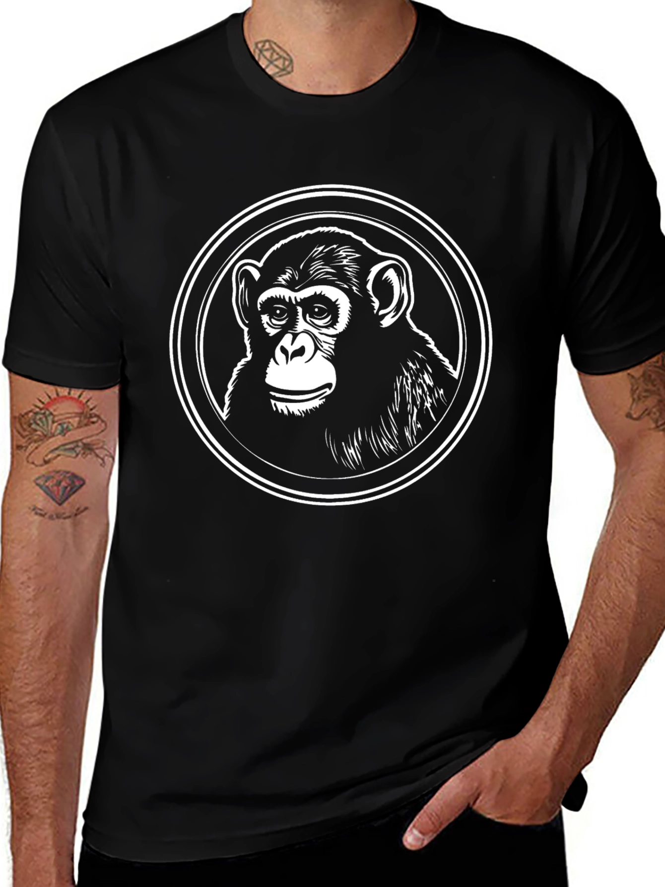 Chimpanzee Graphic Tee - Classic Black Cotton T-Shirt