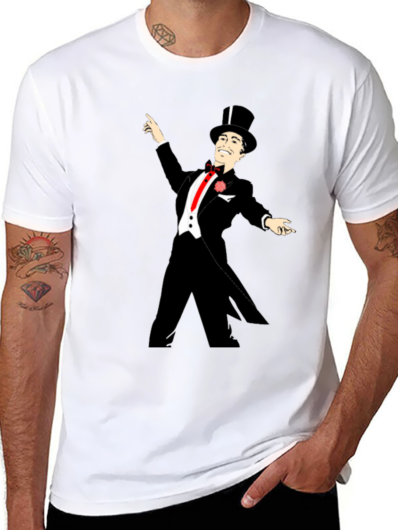 Dapper Gentleman Graphic T-Shirt - Retro Style