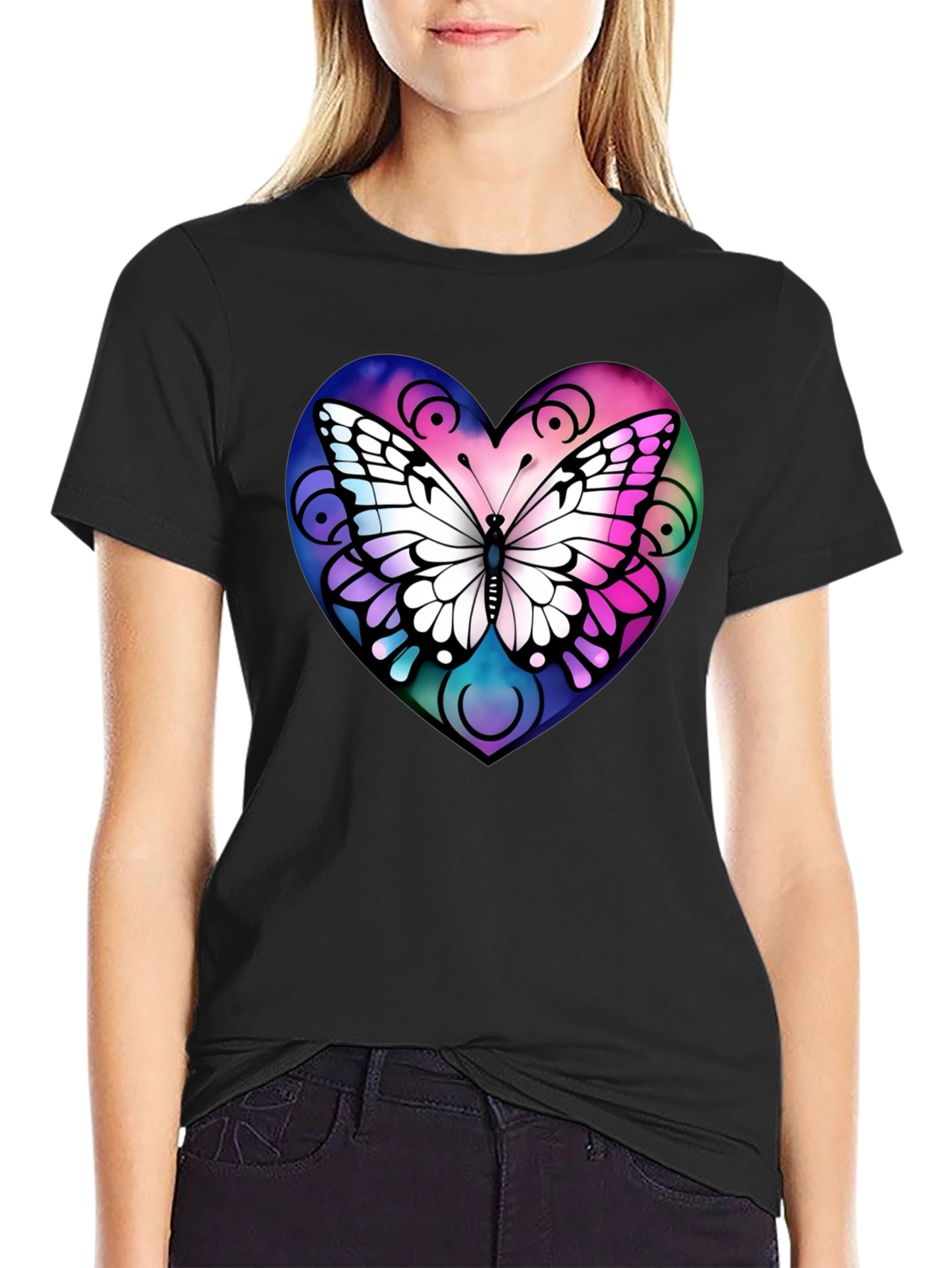 Butterfly Heart Graphic T-Shirt
