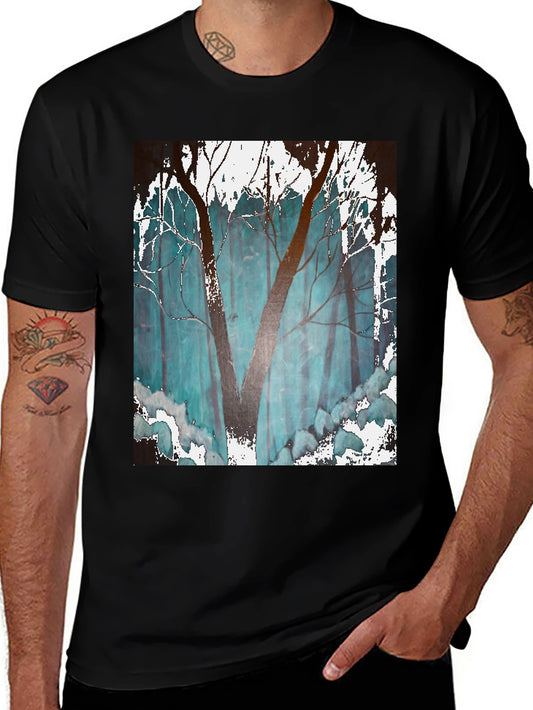 Abstract Forest Graphic Tee - Mens Black T-Shirt