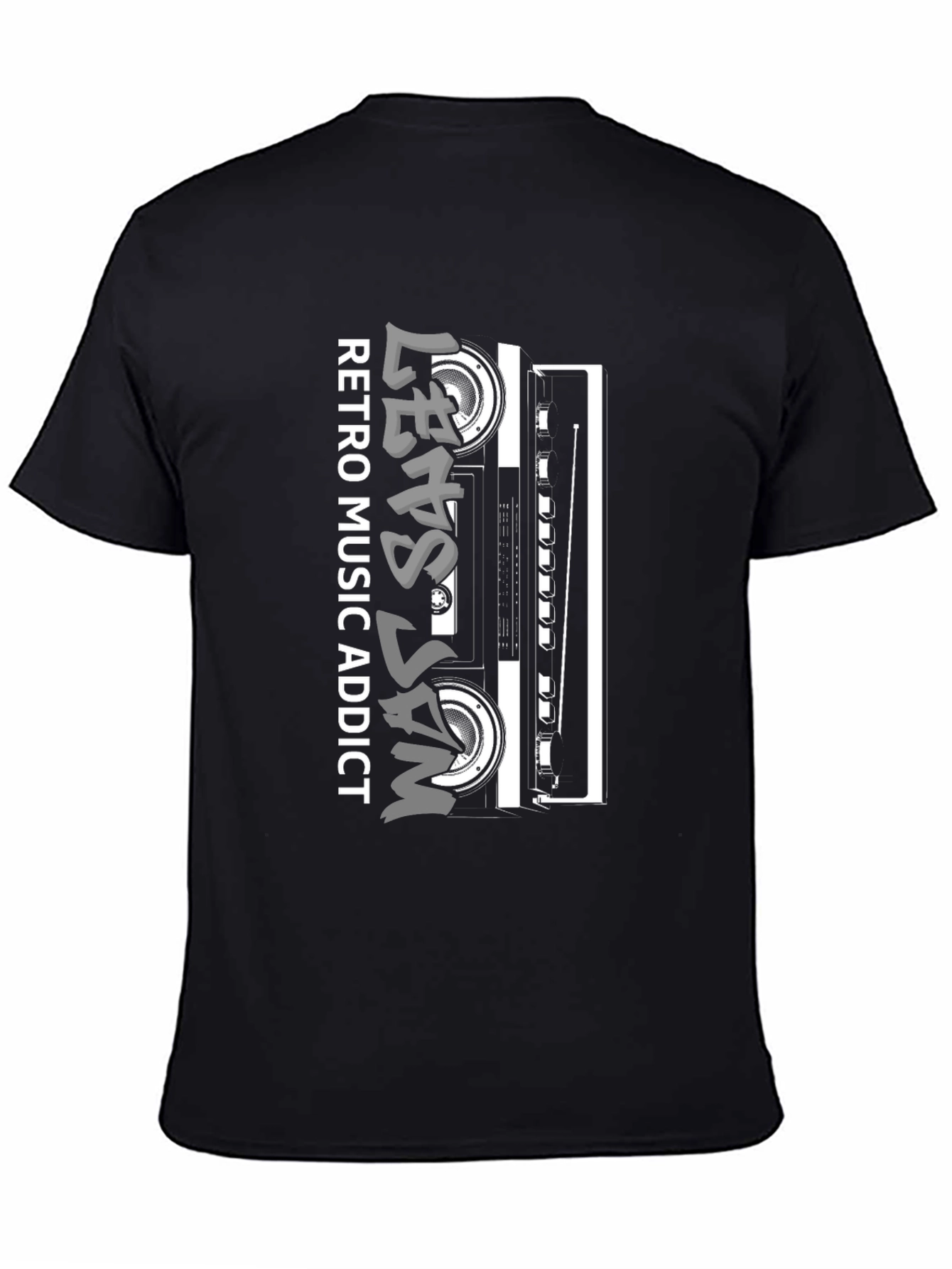 Retro Music Addict Black T-Shirt