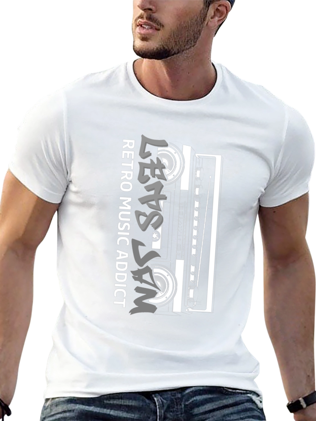 Retro Music Addict Black T-Shirt
