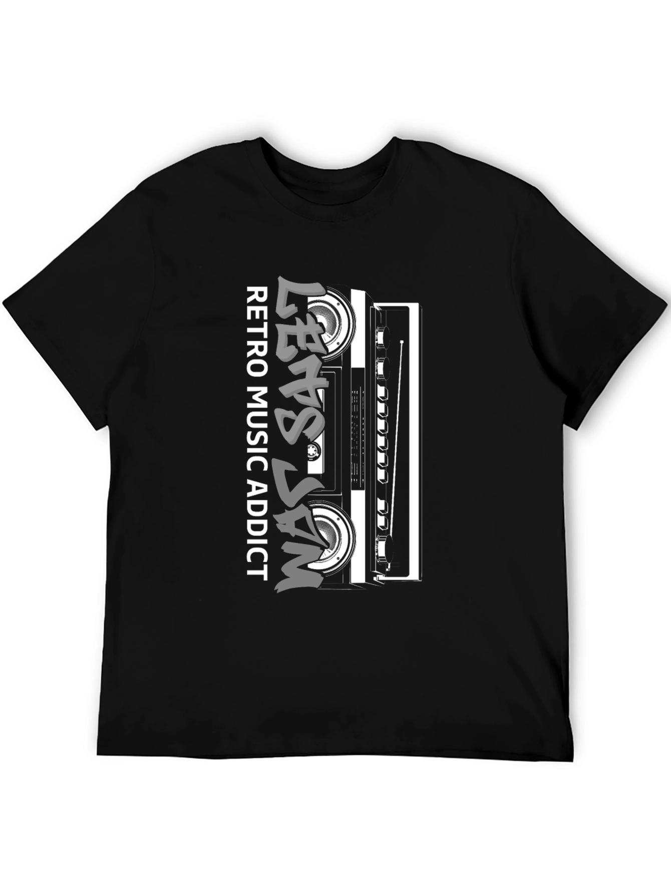 Retro Music Addict Black T-Shirt