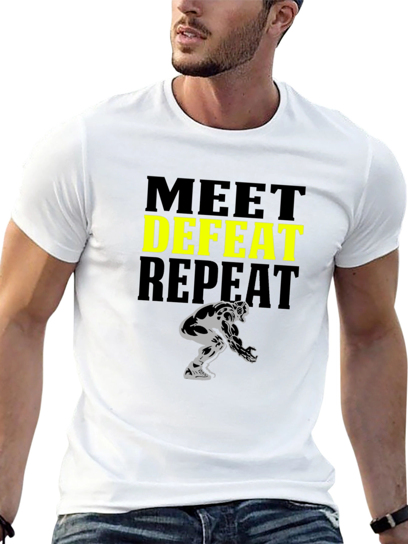 Meet Defeat Repeat Graphic Tee