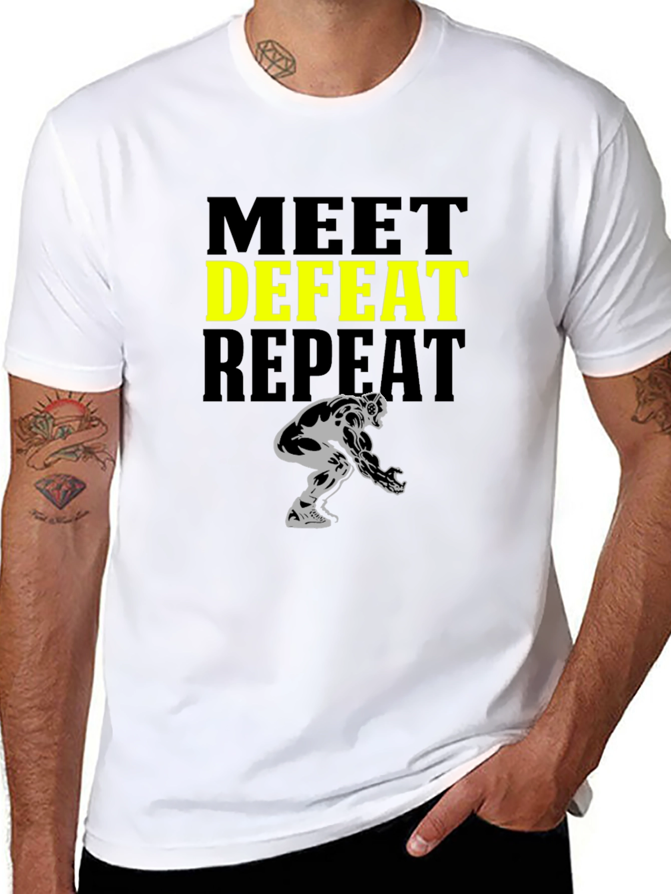Meet Defeat Repeat Graphic Tee