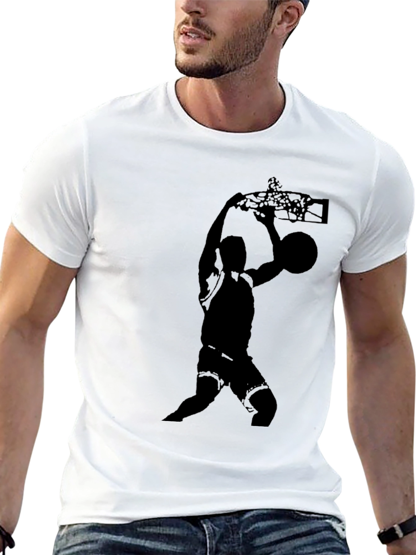Basketball Slam Dunk Graphic Tee - Stylish Black T-Shirt