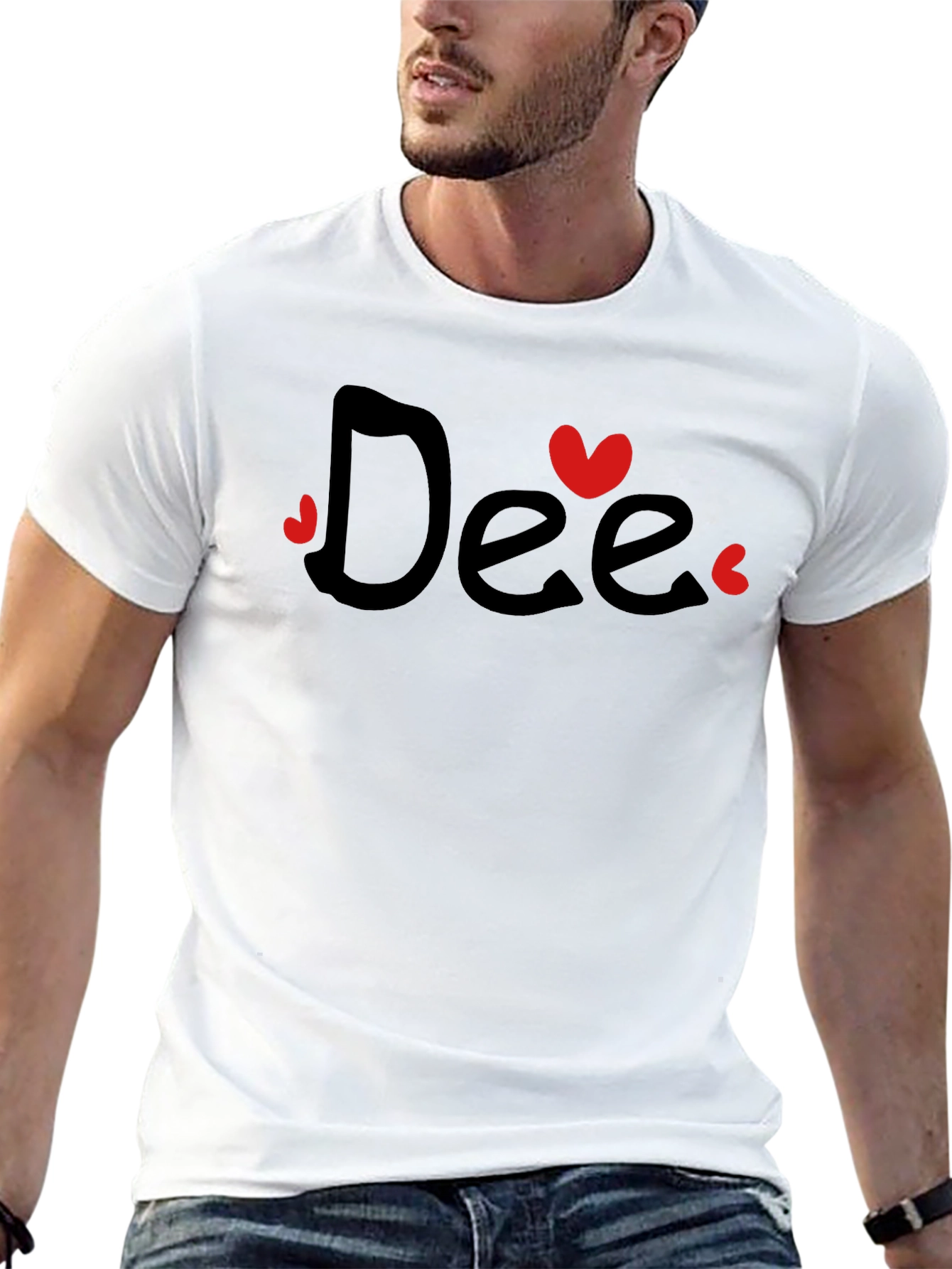 Dee Heart Graphic Tee - Black Cotton Casual T-Shirt