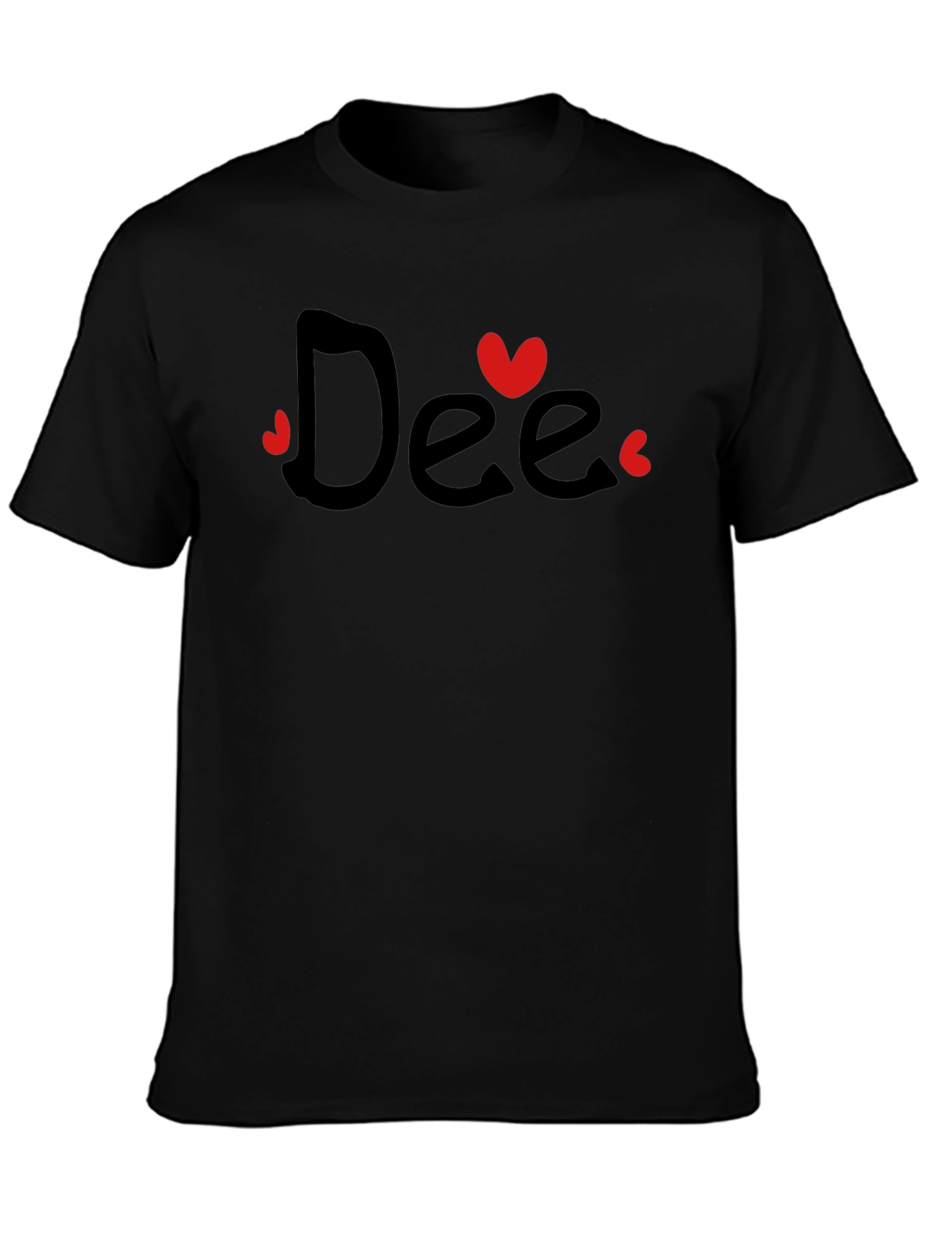 Dee Heart Graphic Tee - Black Cotton Casual T-Shirt