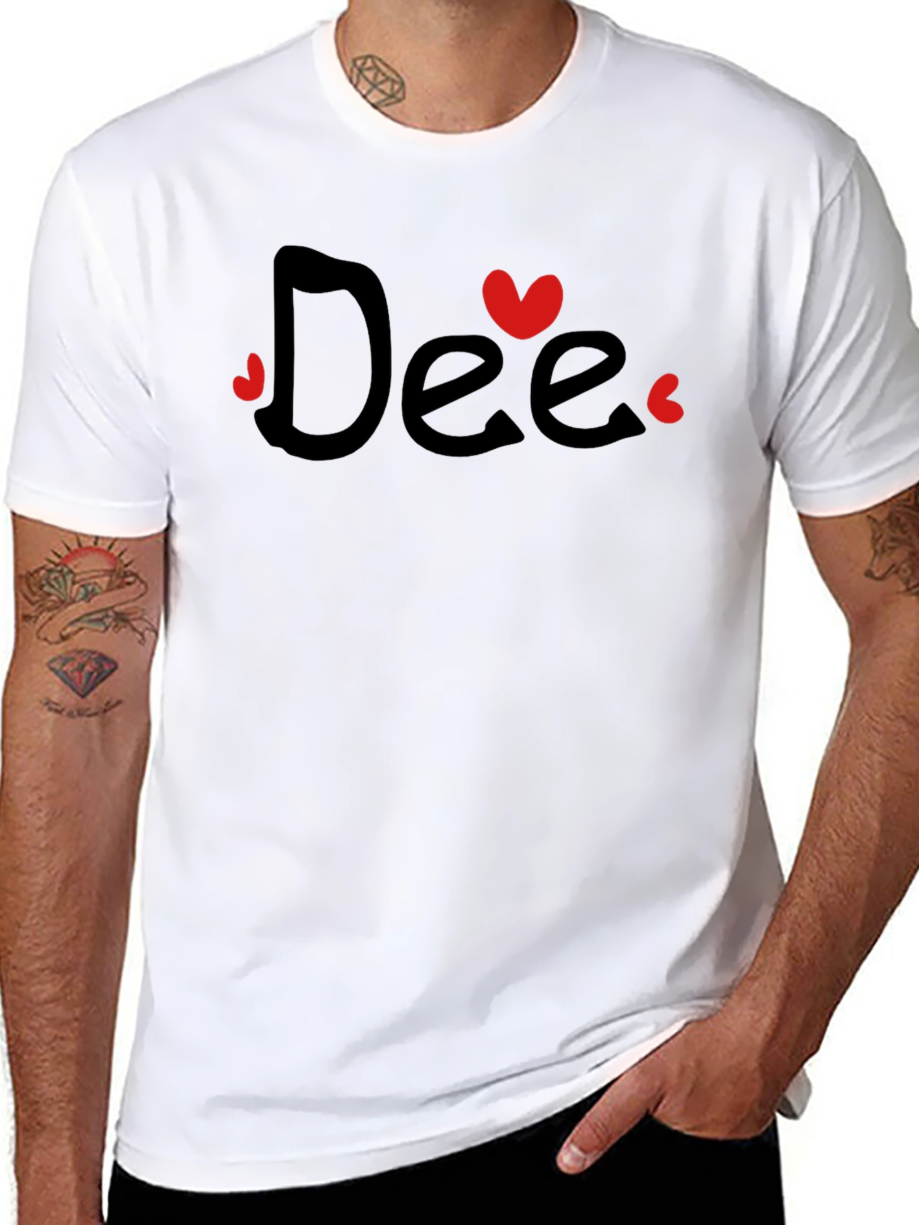 Dee Heart Graphic Tee - Black Cotton Casual T-Shirt