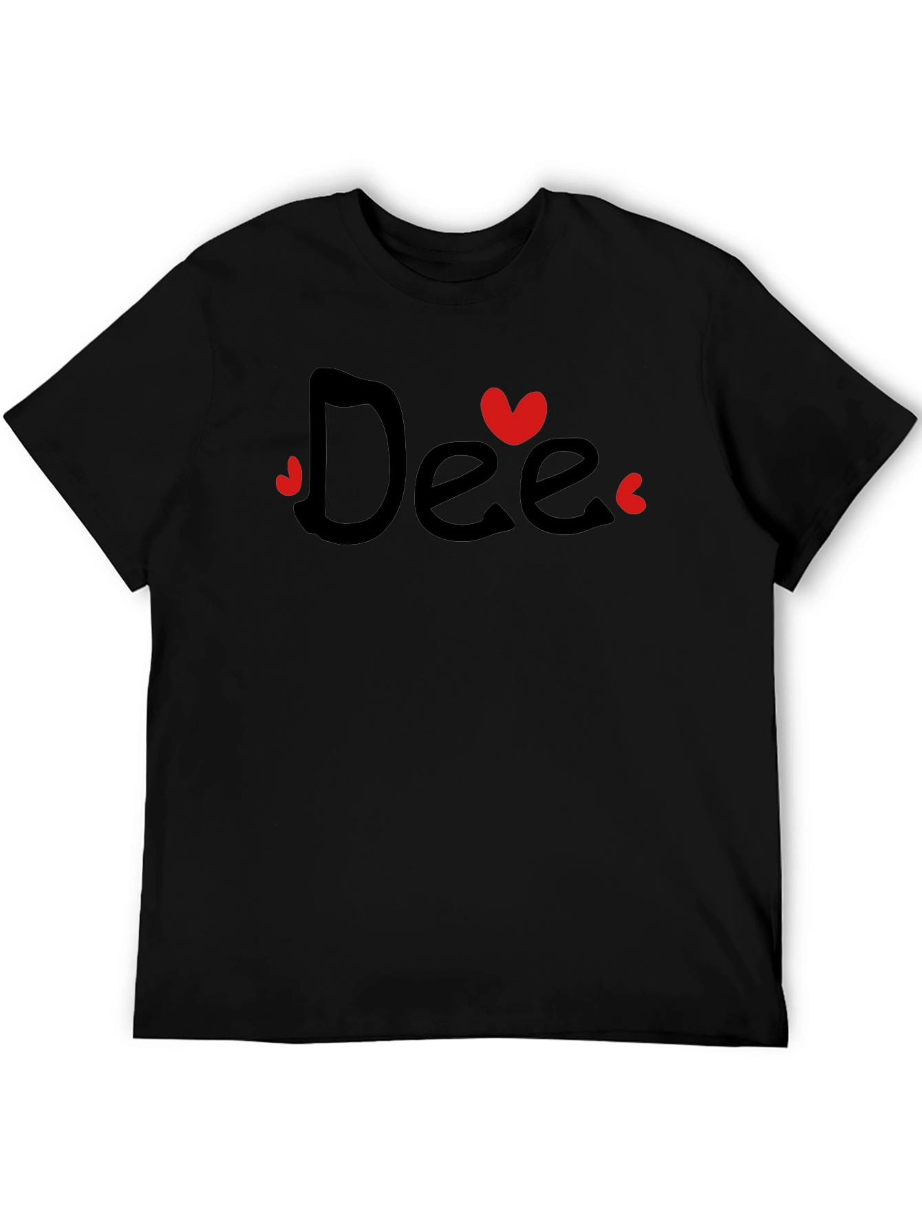 Dee Heart Graphic Tee - Black Cotton Casual T-Shirt