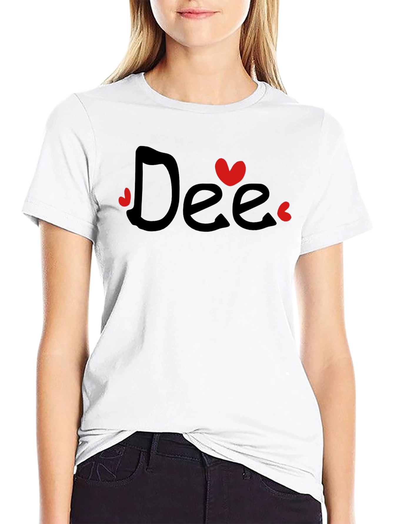 Dee Heart Graphic Tee - Black Cotton Casual T-Shirt
