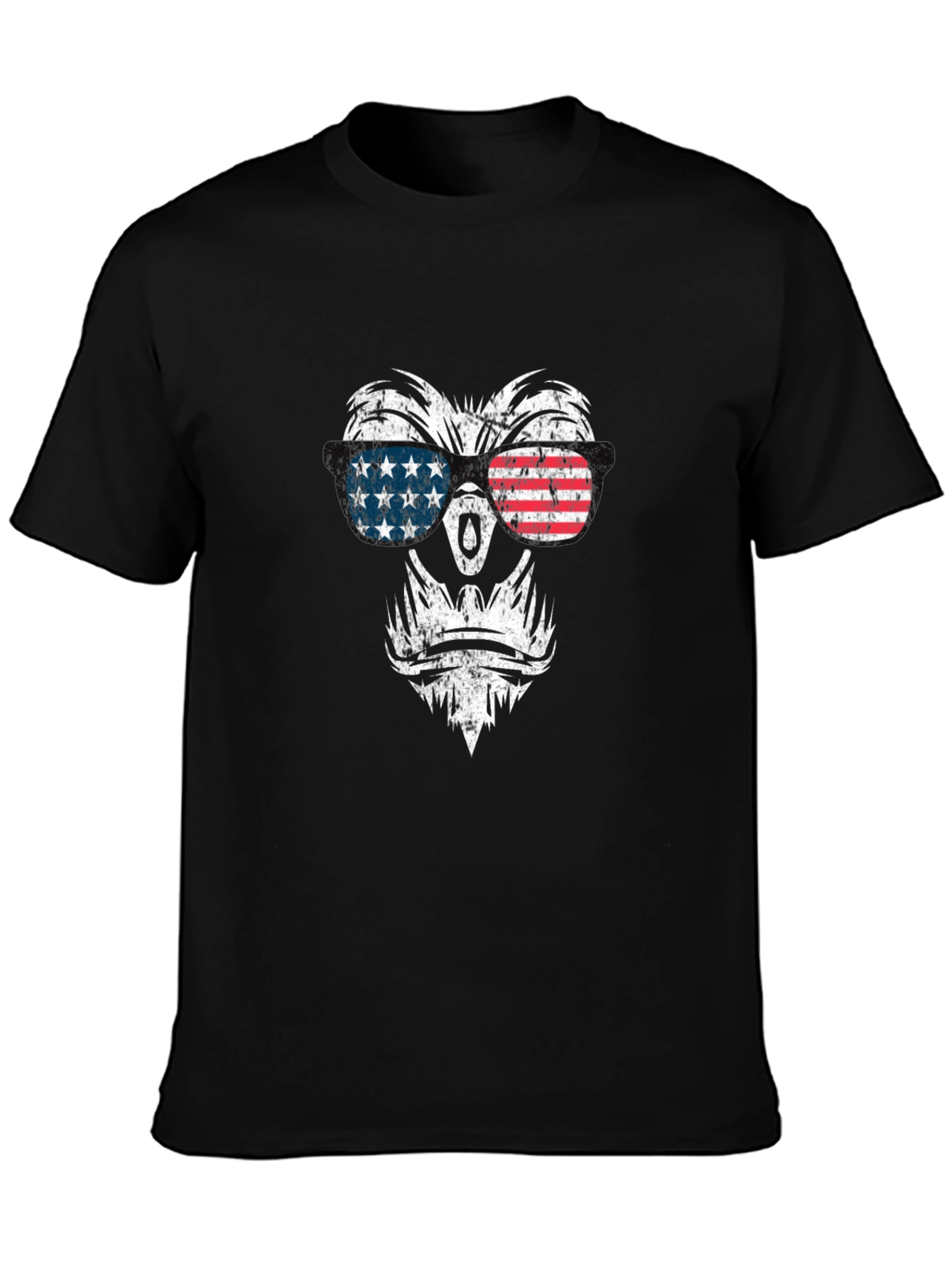 Patriotic Gorilla T-Shirt - American Flag Sunglasses