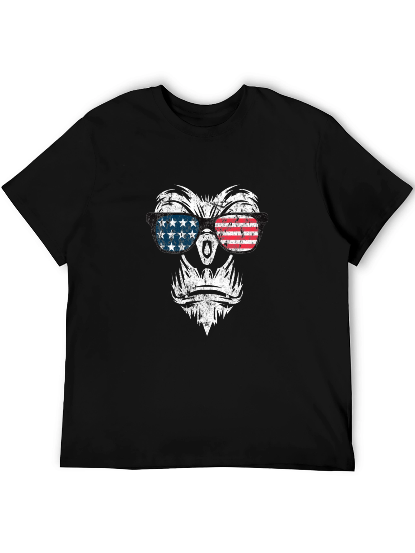 Patriotic Gorilla T-Shirt - American Flag Sunglasses