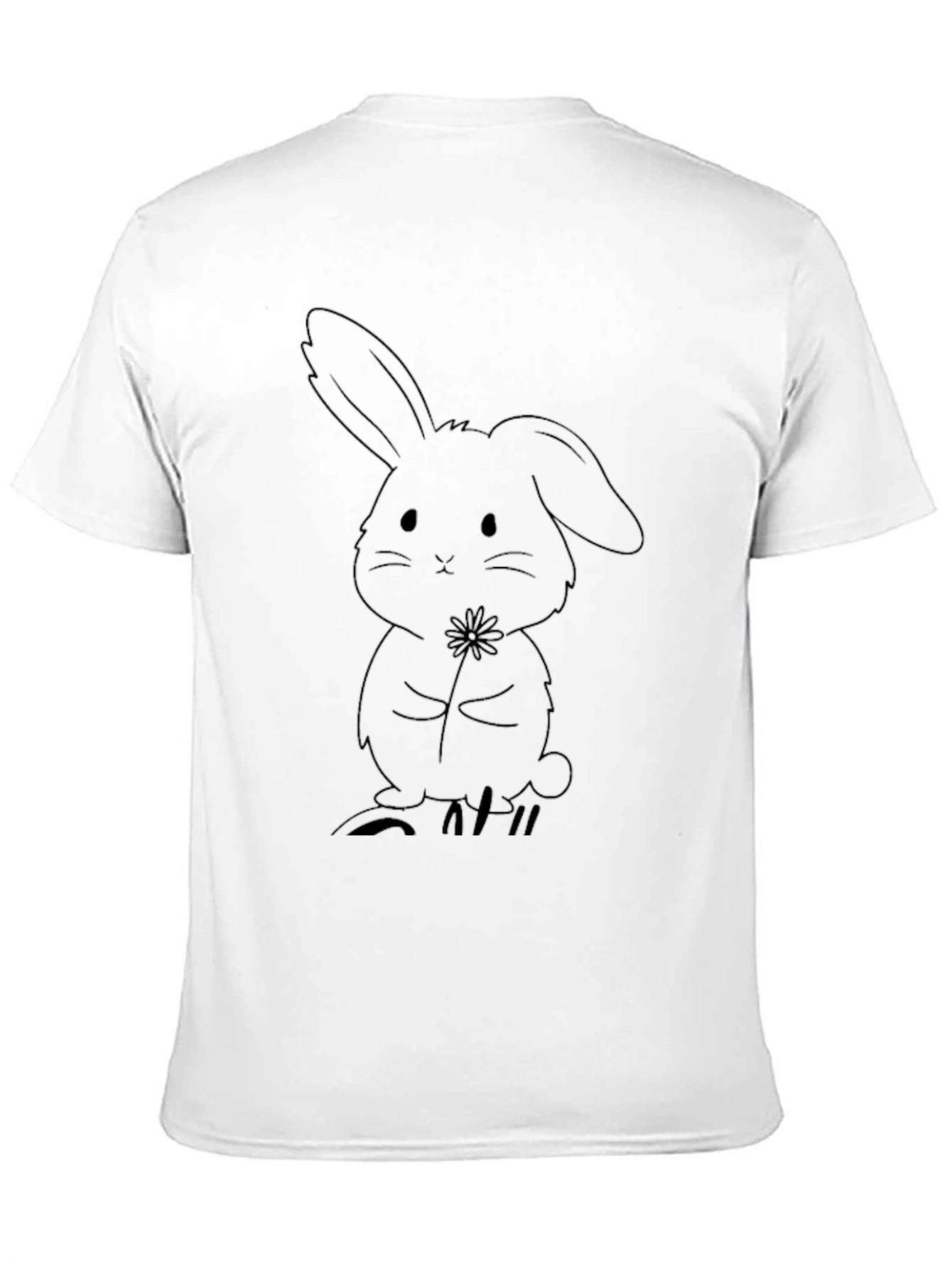 Cute Bunny Graphic Tee - Black