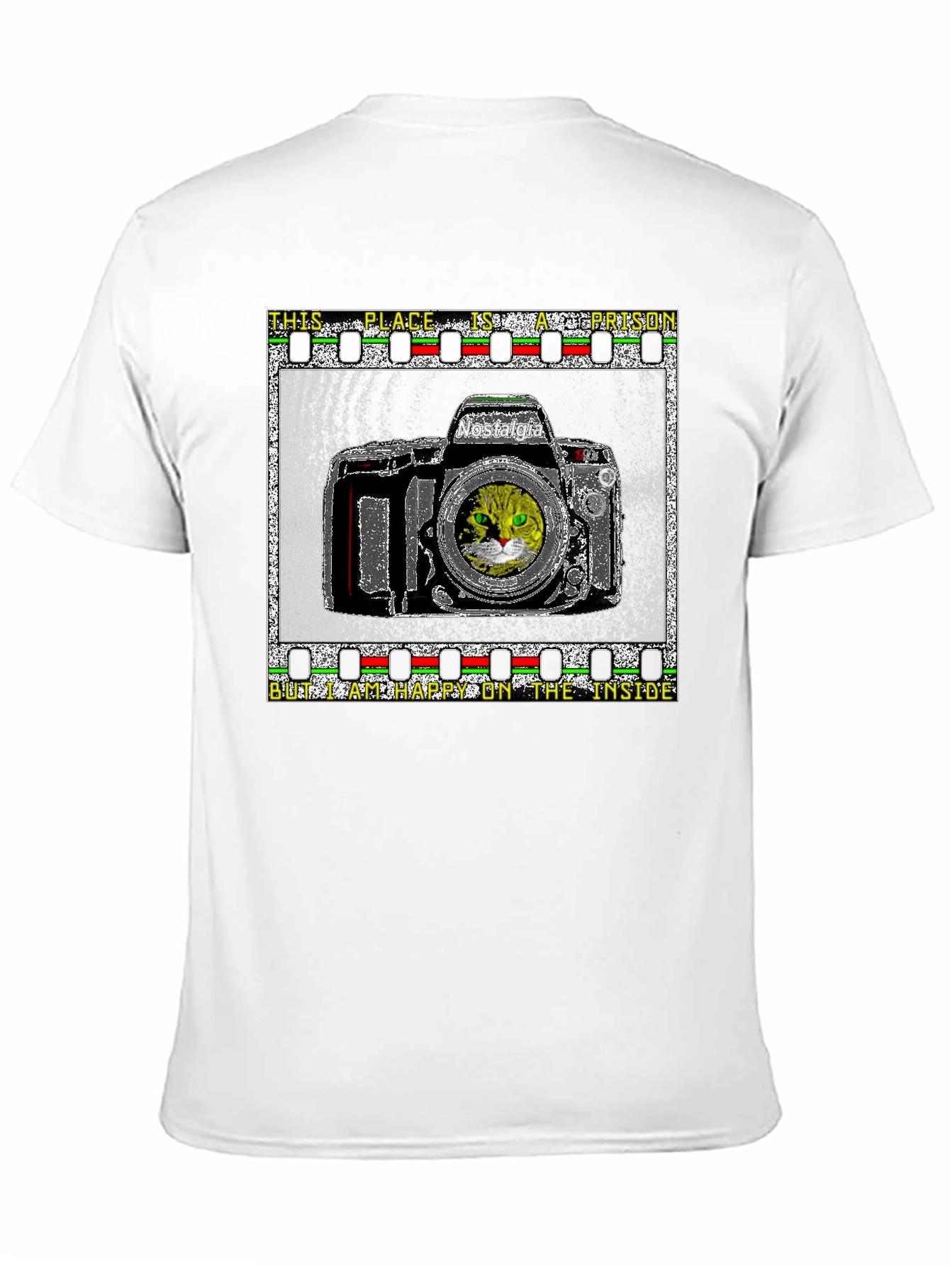 Nostalgia Cat Camera Graphic T-Shirt