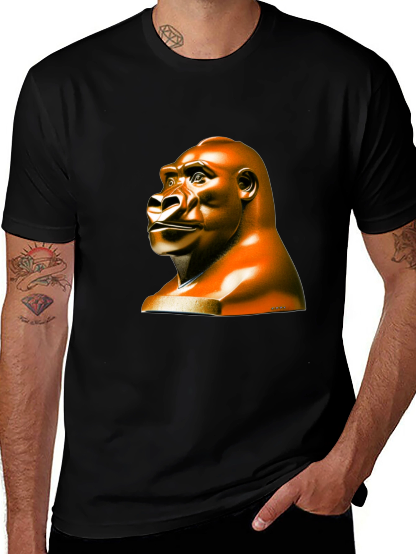 Gorilla Statue Graphic Tee - Unique & Stylish