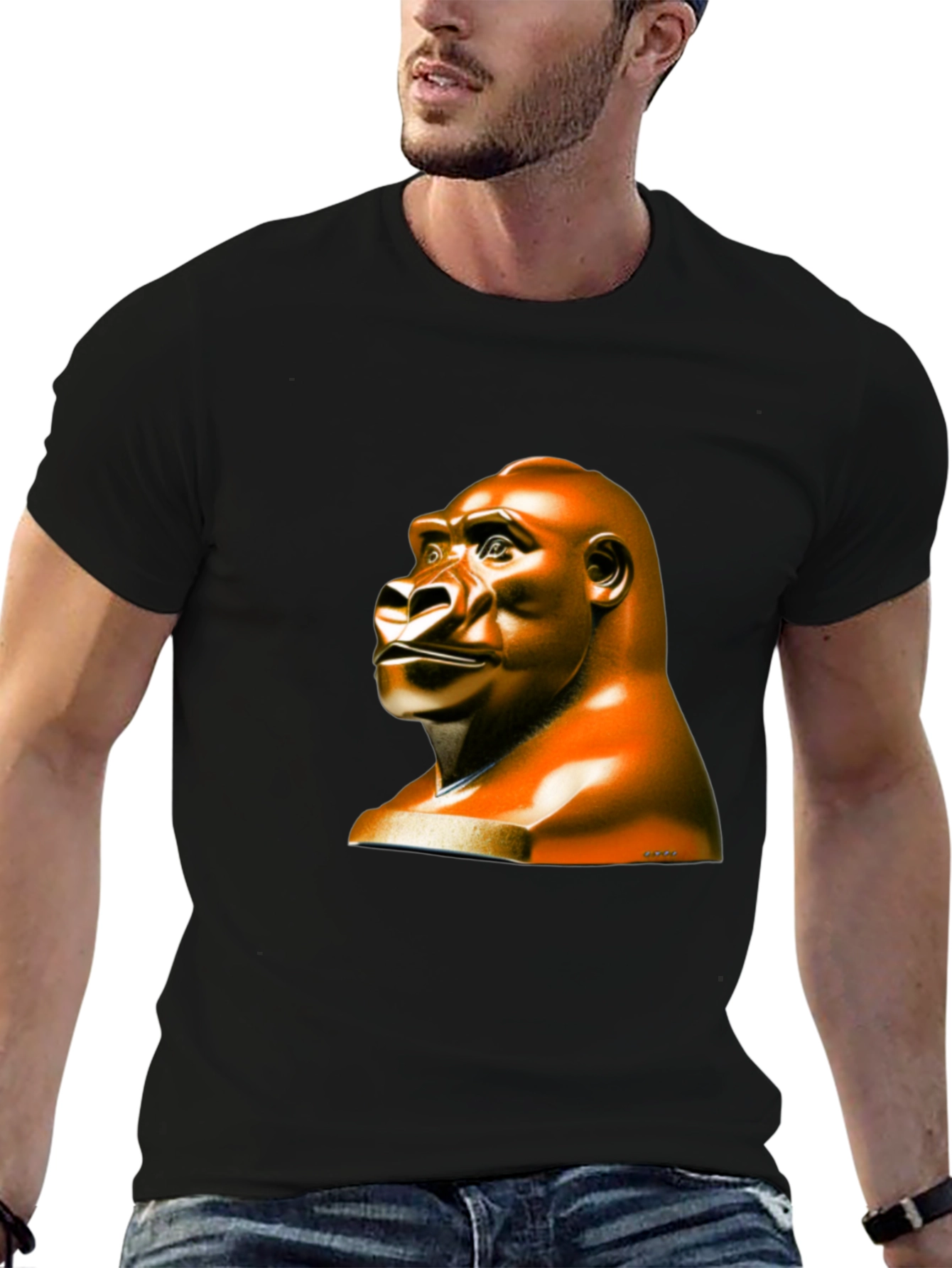Gorilla Statue Graphic Tee - Unique & Stylish