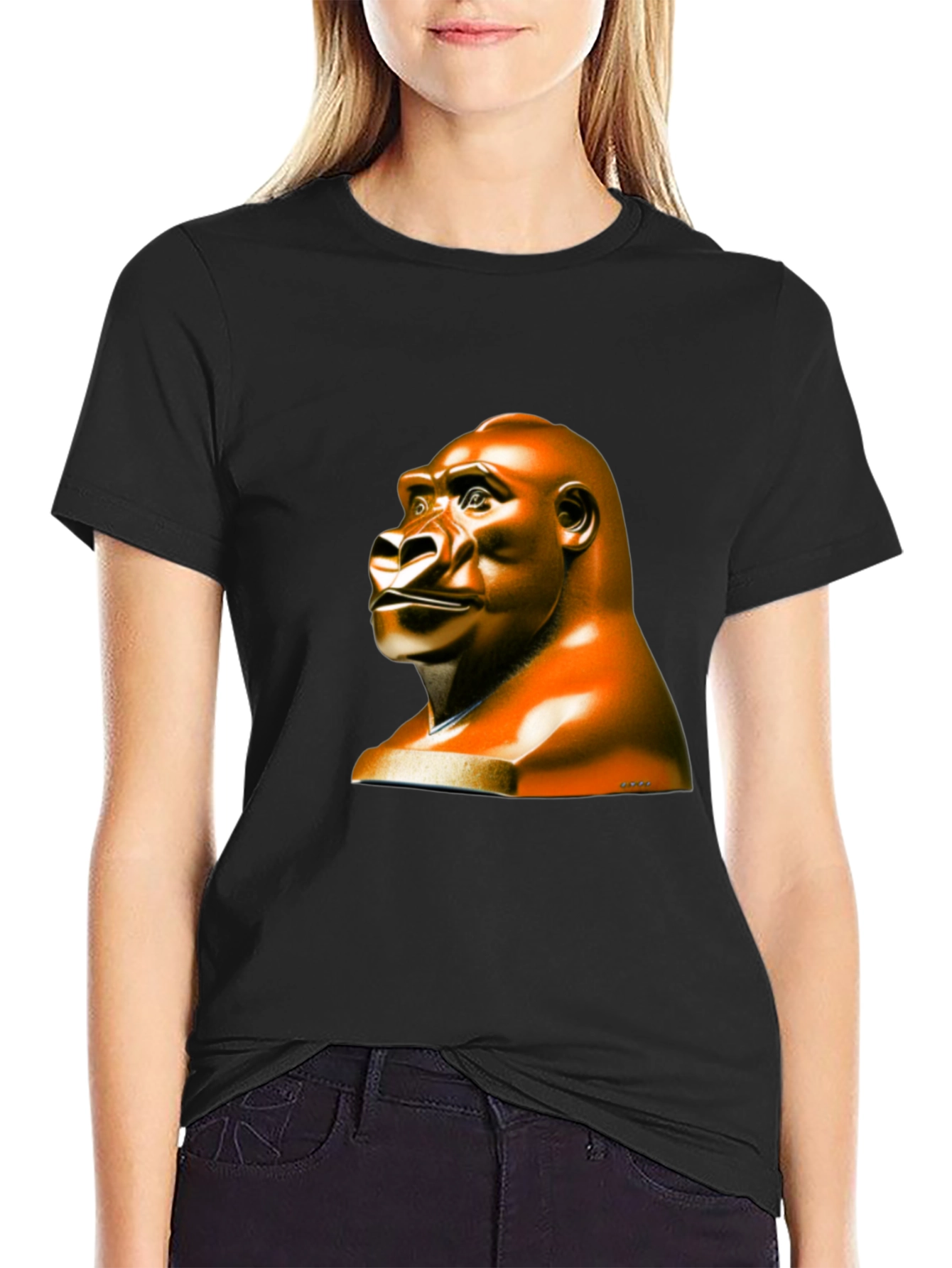 Gorilla Statue Graphic Tee - Unique & Stylish
