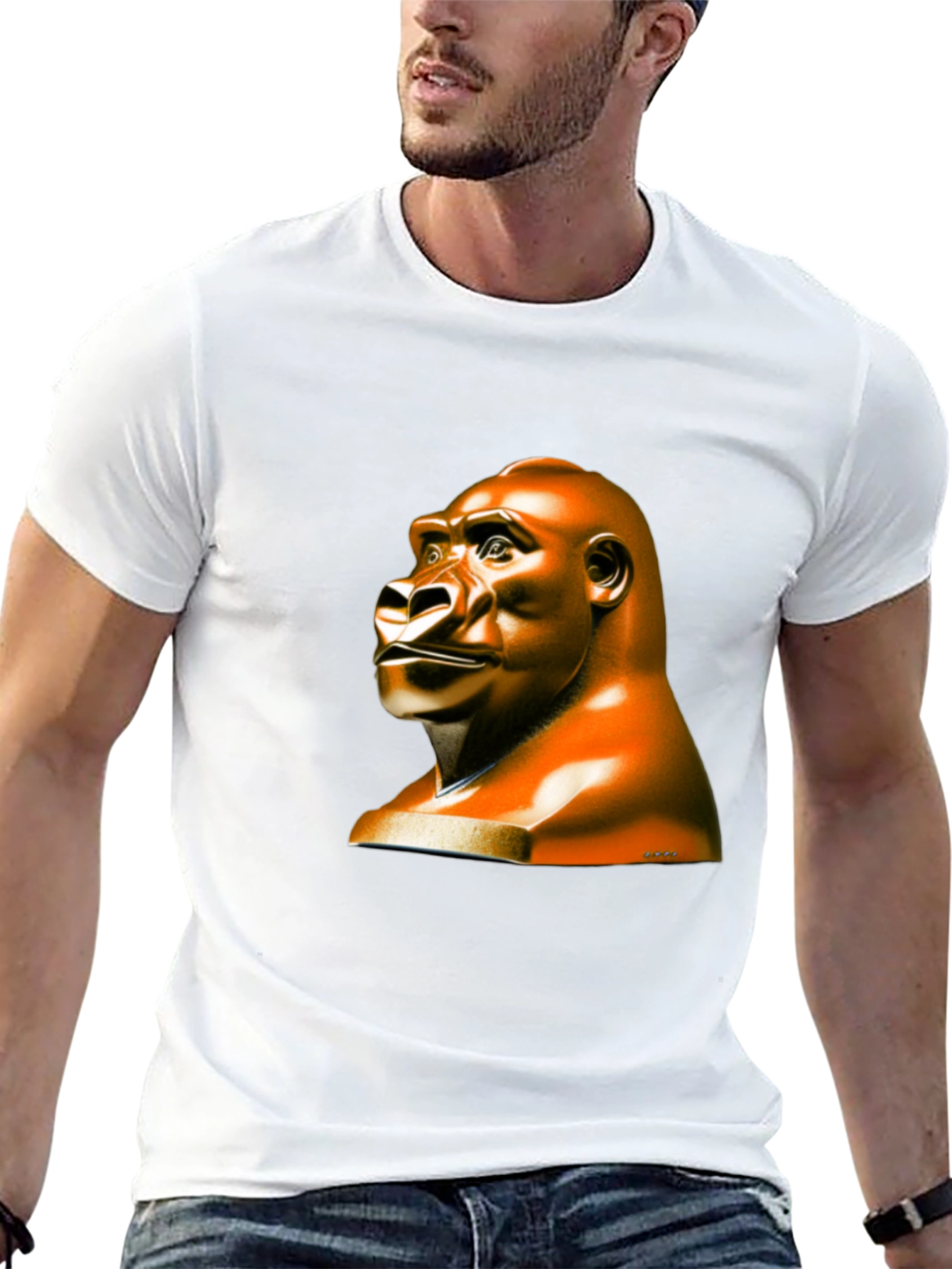 Gorilla Statue Graphic Tee - Unique & Stylish