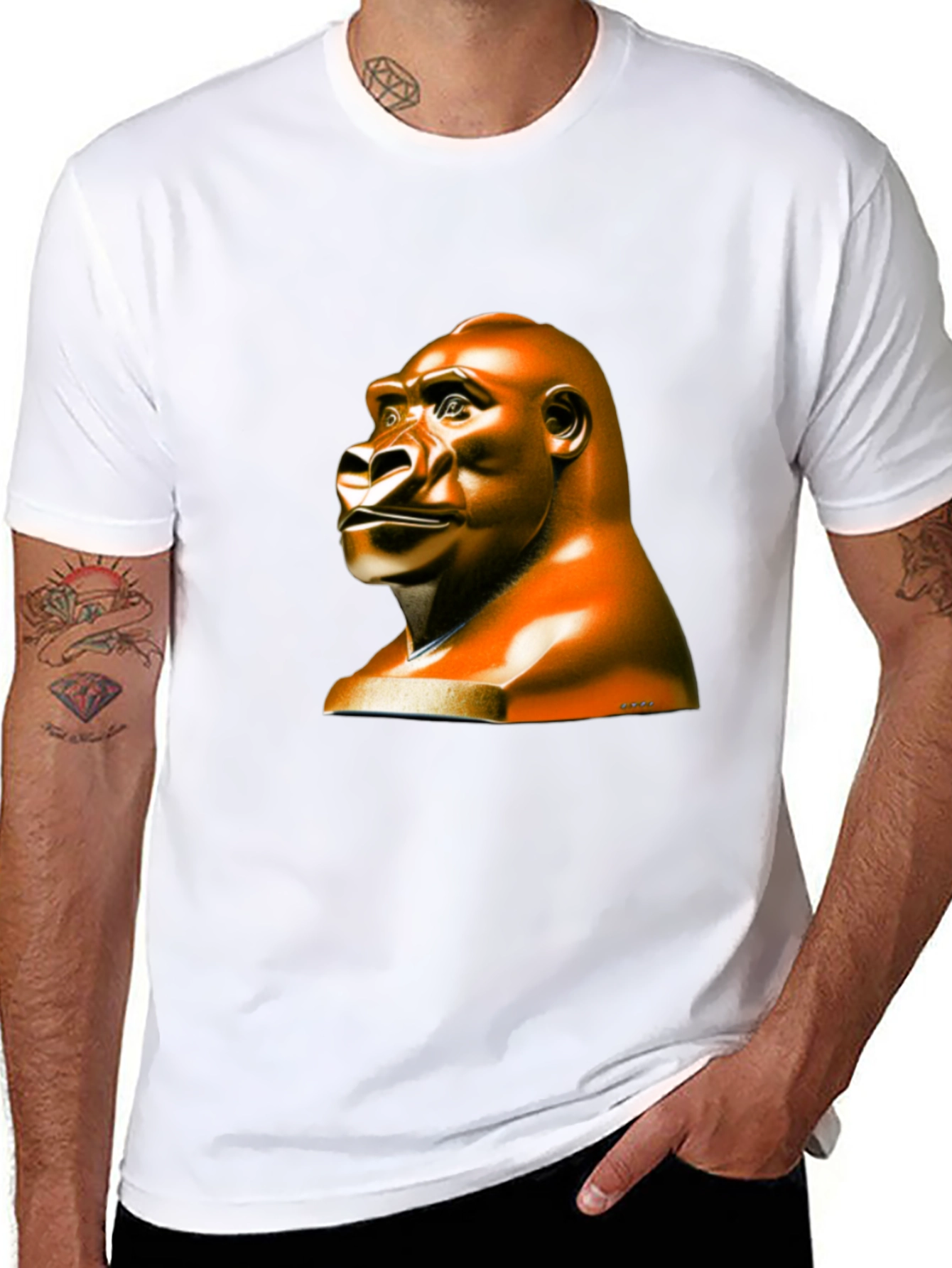 Gorilla Statue Graphic Tee - Unique & Stylish