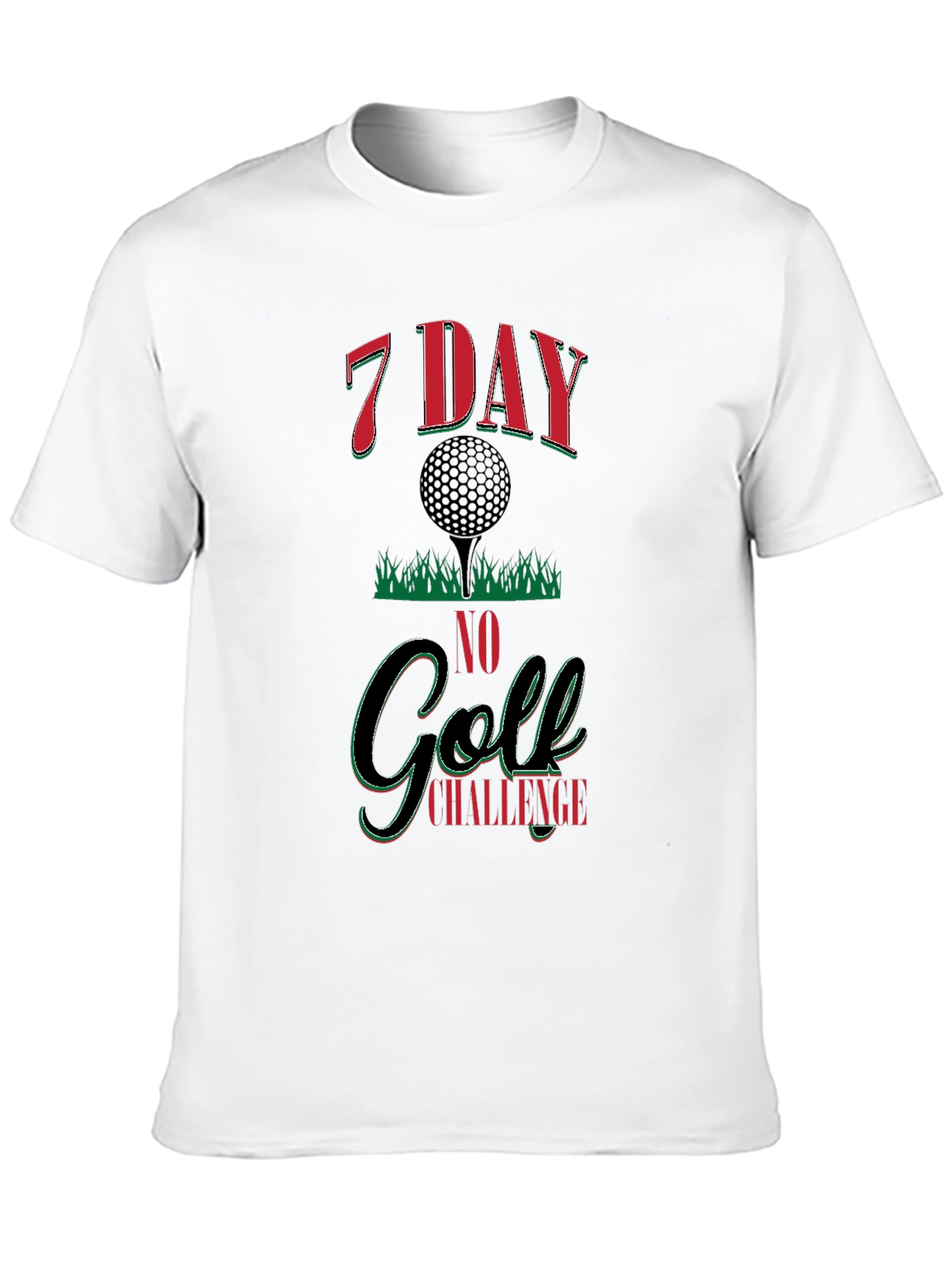 7 Day No Golf Challenge Black Graphic Tee