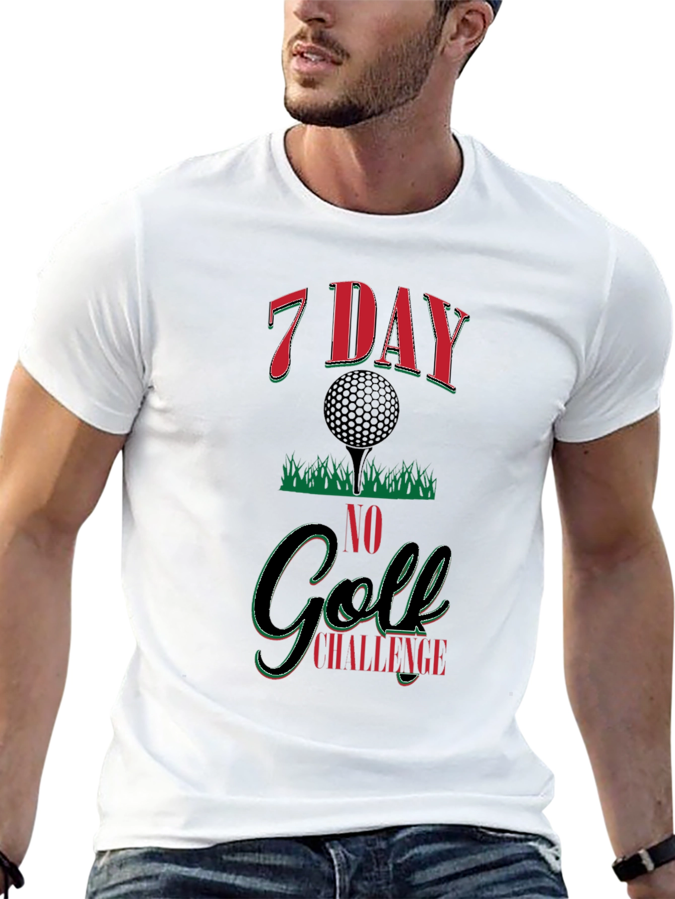 7 Day No Golf Challenge Black Graphic Tee