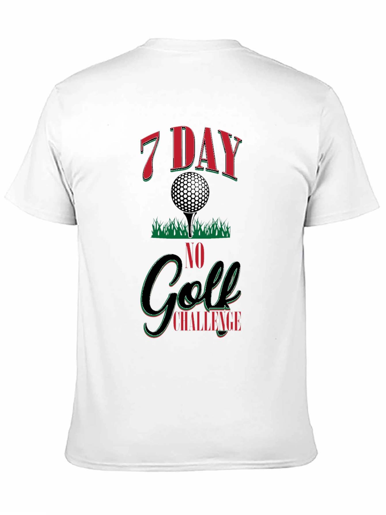 7 Day No Golf Challenge Black Graphic Tee