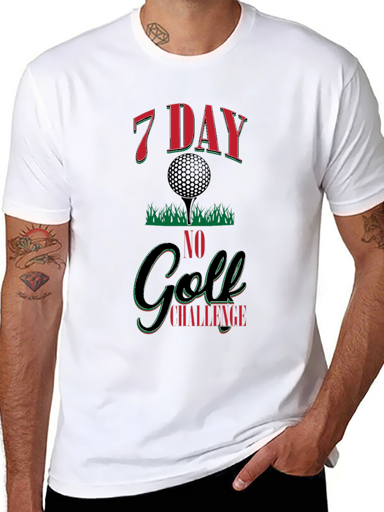 7 Day No Golf Challenge Black Graphic Tee