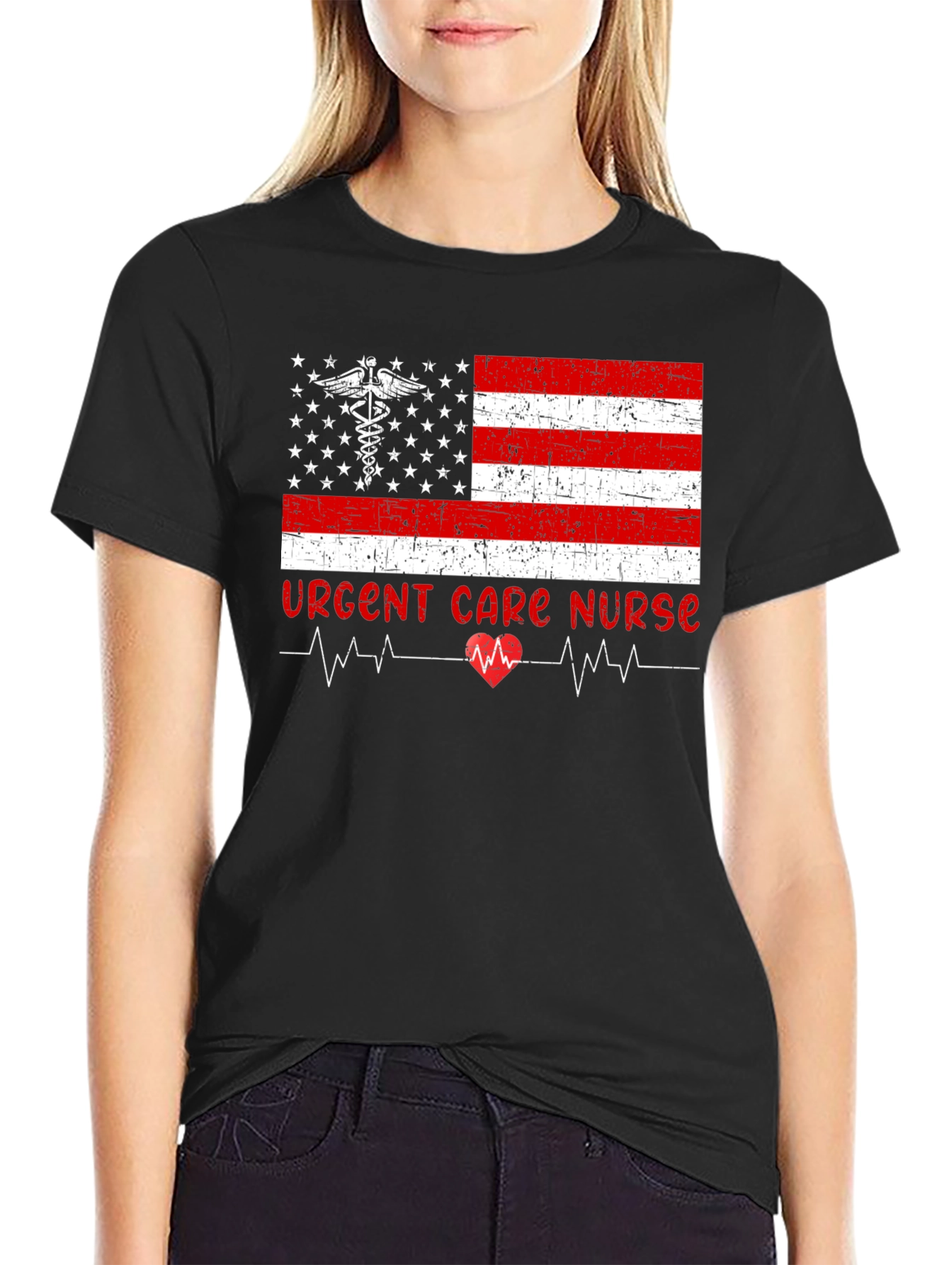 Urgent Care Nurse American Flag T-Shirt