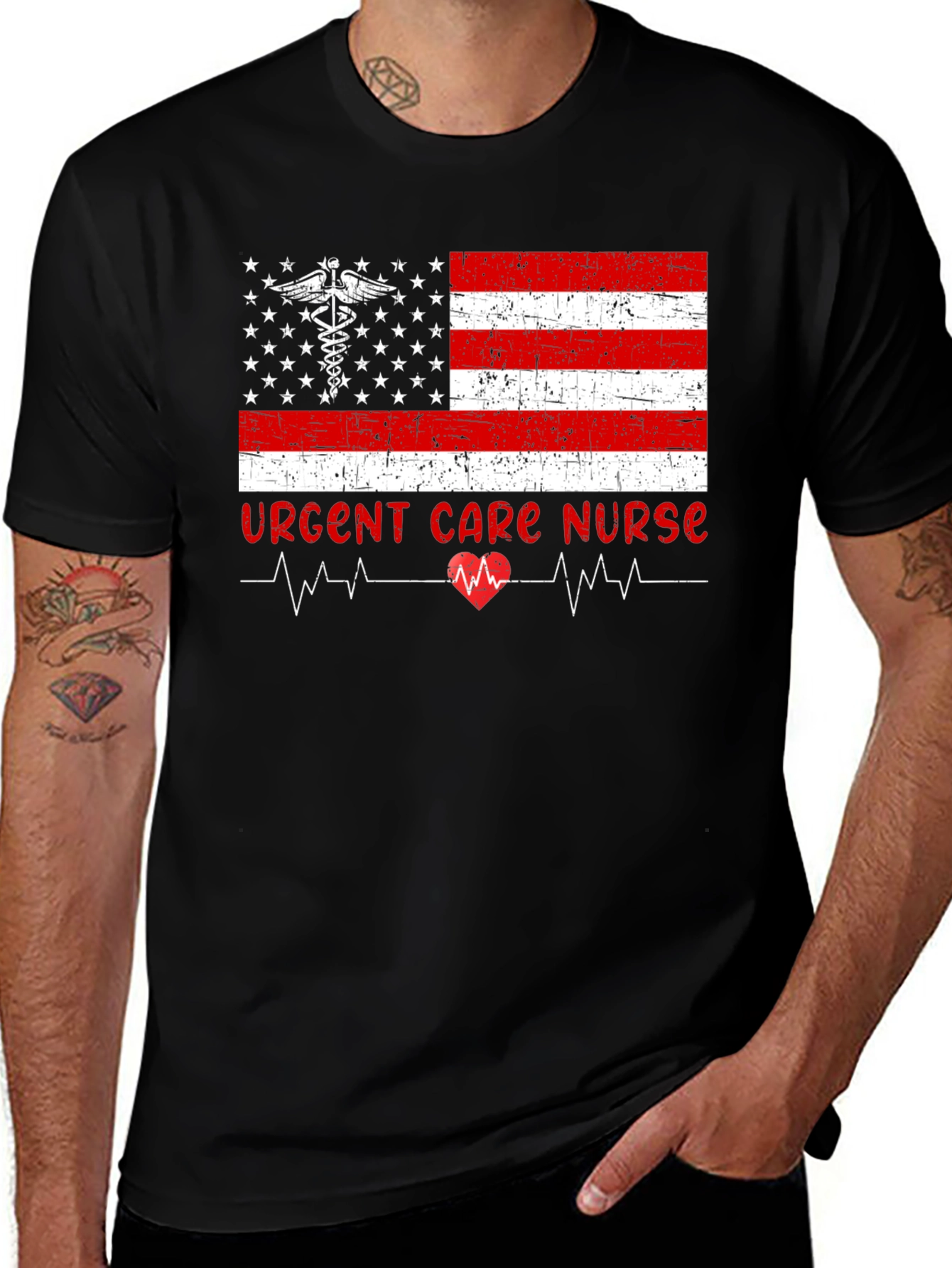 Urgent Care Nurse American Flag T-Shirt