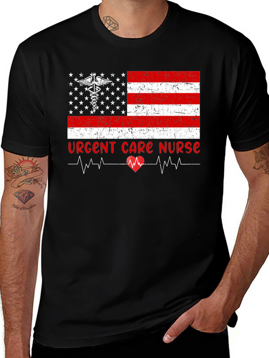 Urgent Care Nurse American Flag T-Shirt