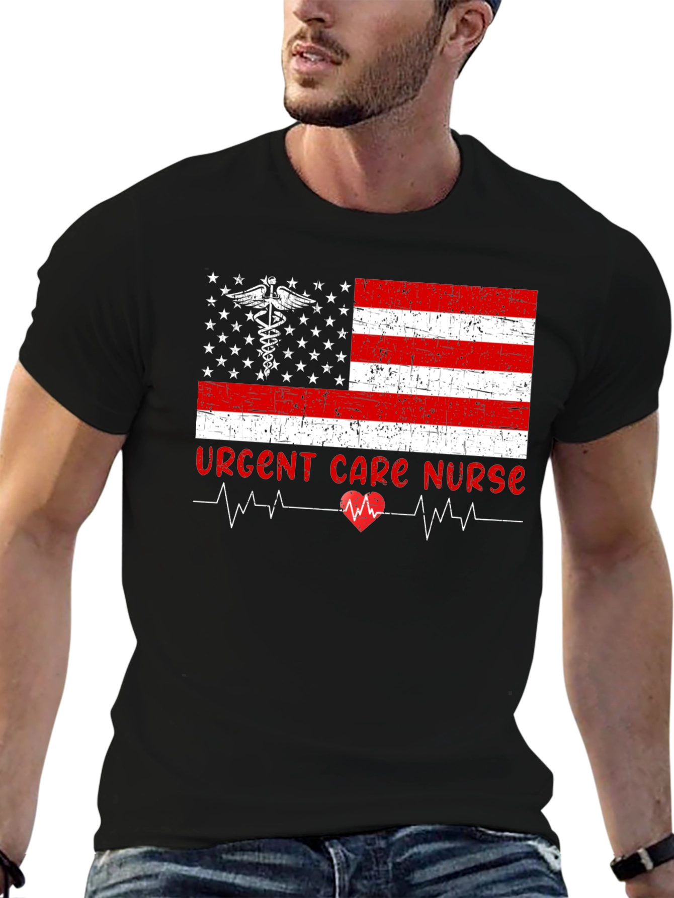 Urgent Care Nurse American Flag T-Shirt