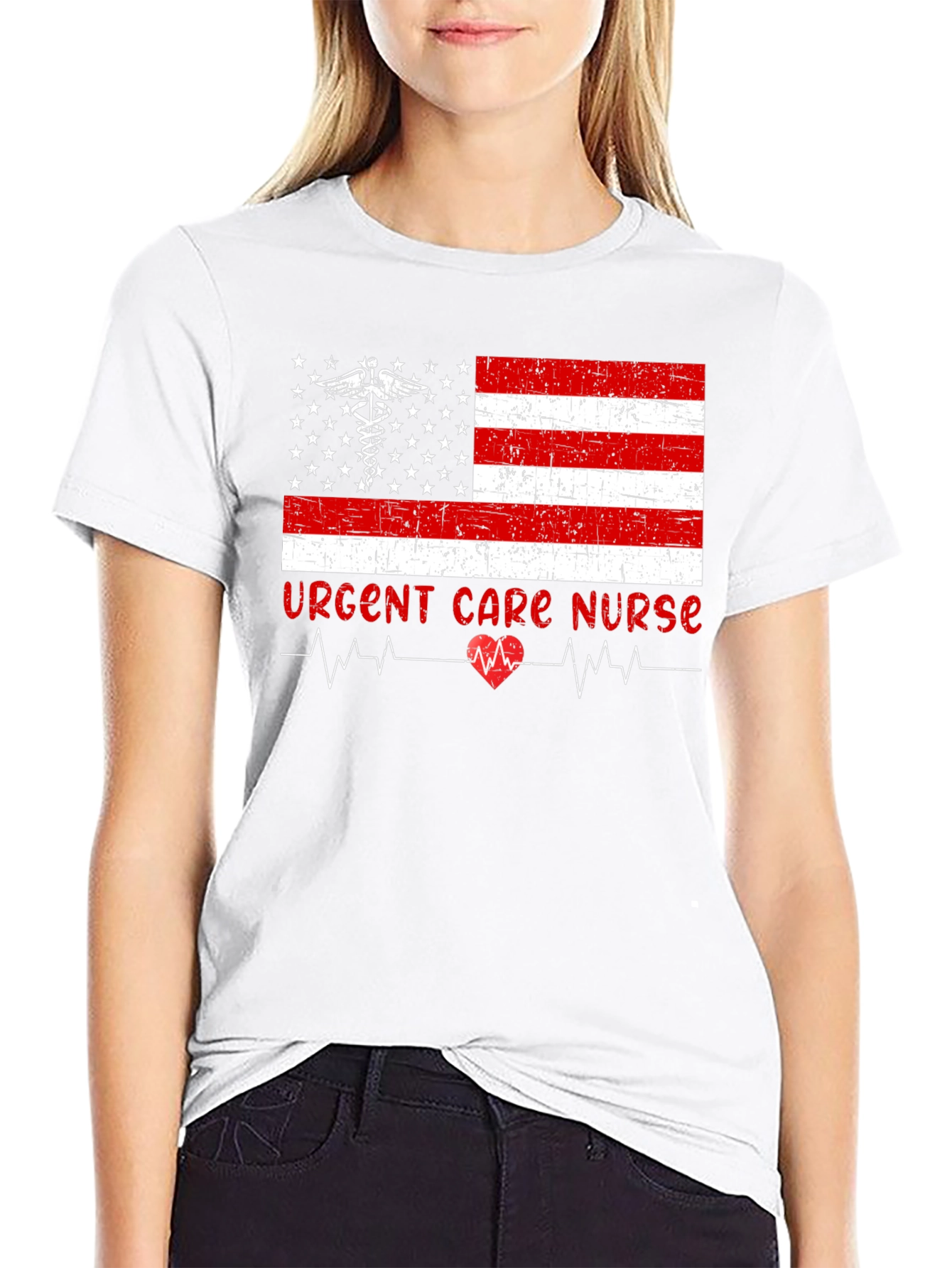 Urgent Care Nurse American Flag T-Shirt