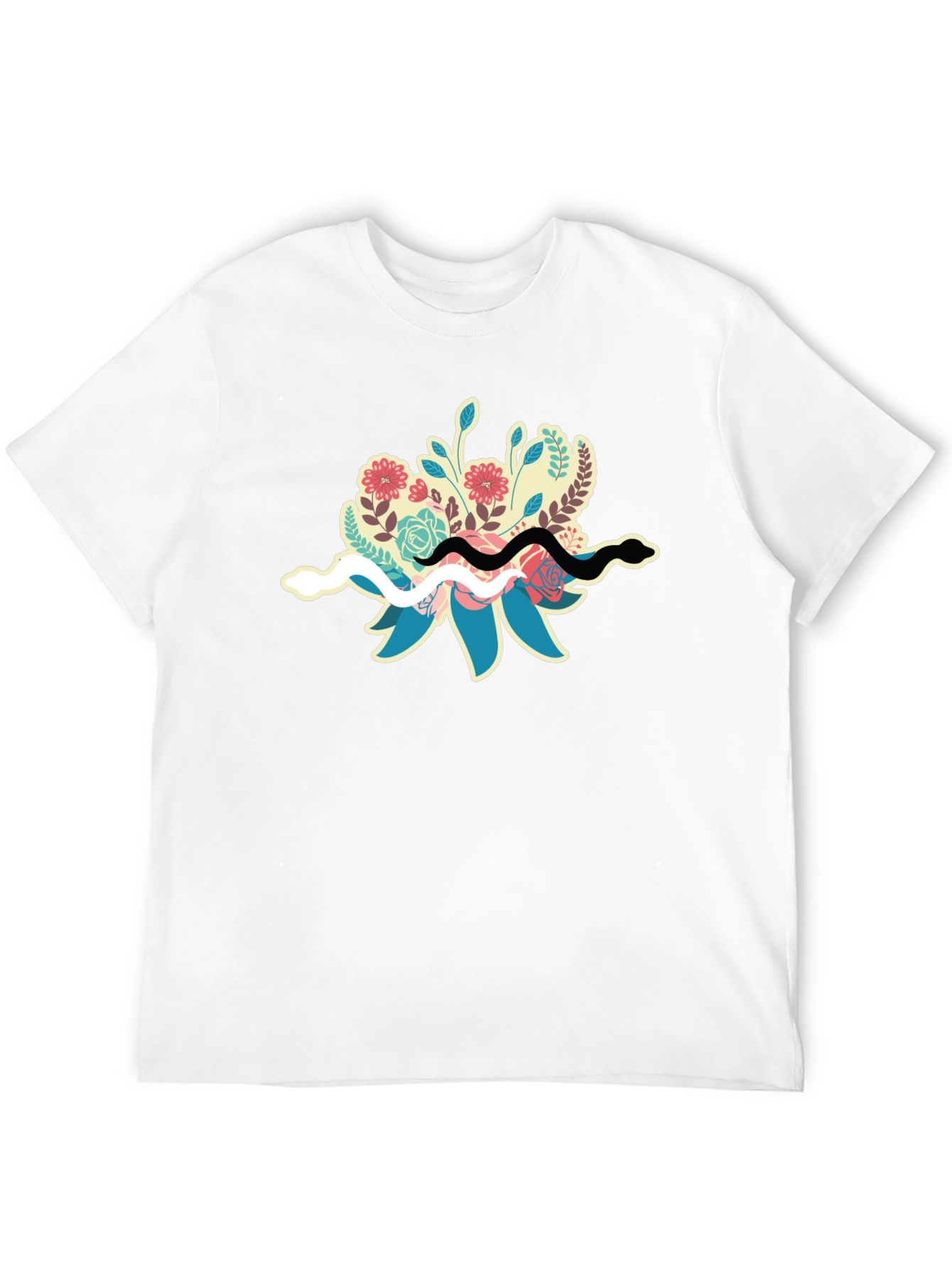 Floral Snake T-Shirt - Stylish Nature Graphic Tee