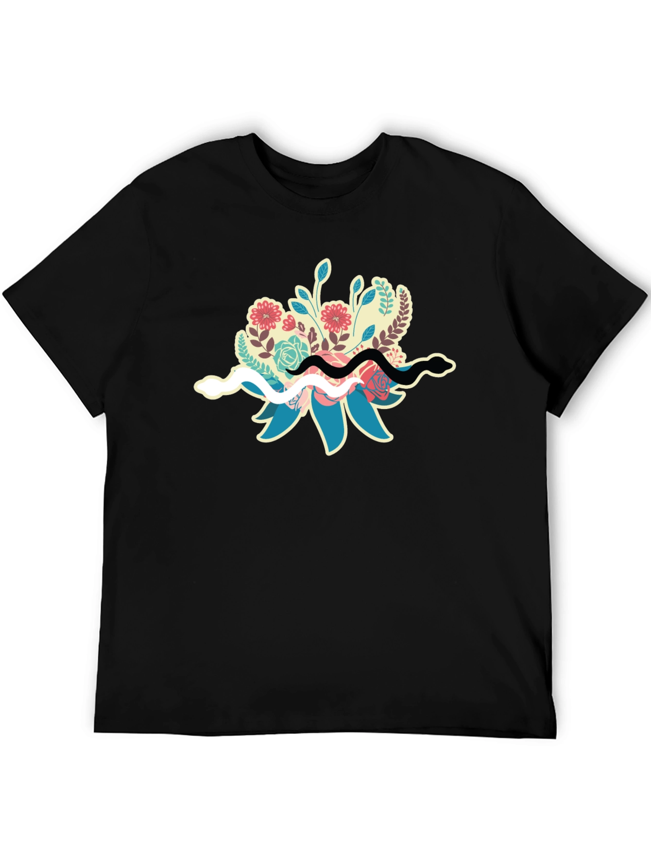 Floral Snake T-Shirt - Stylish Nature Graphic Tee