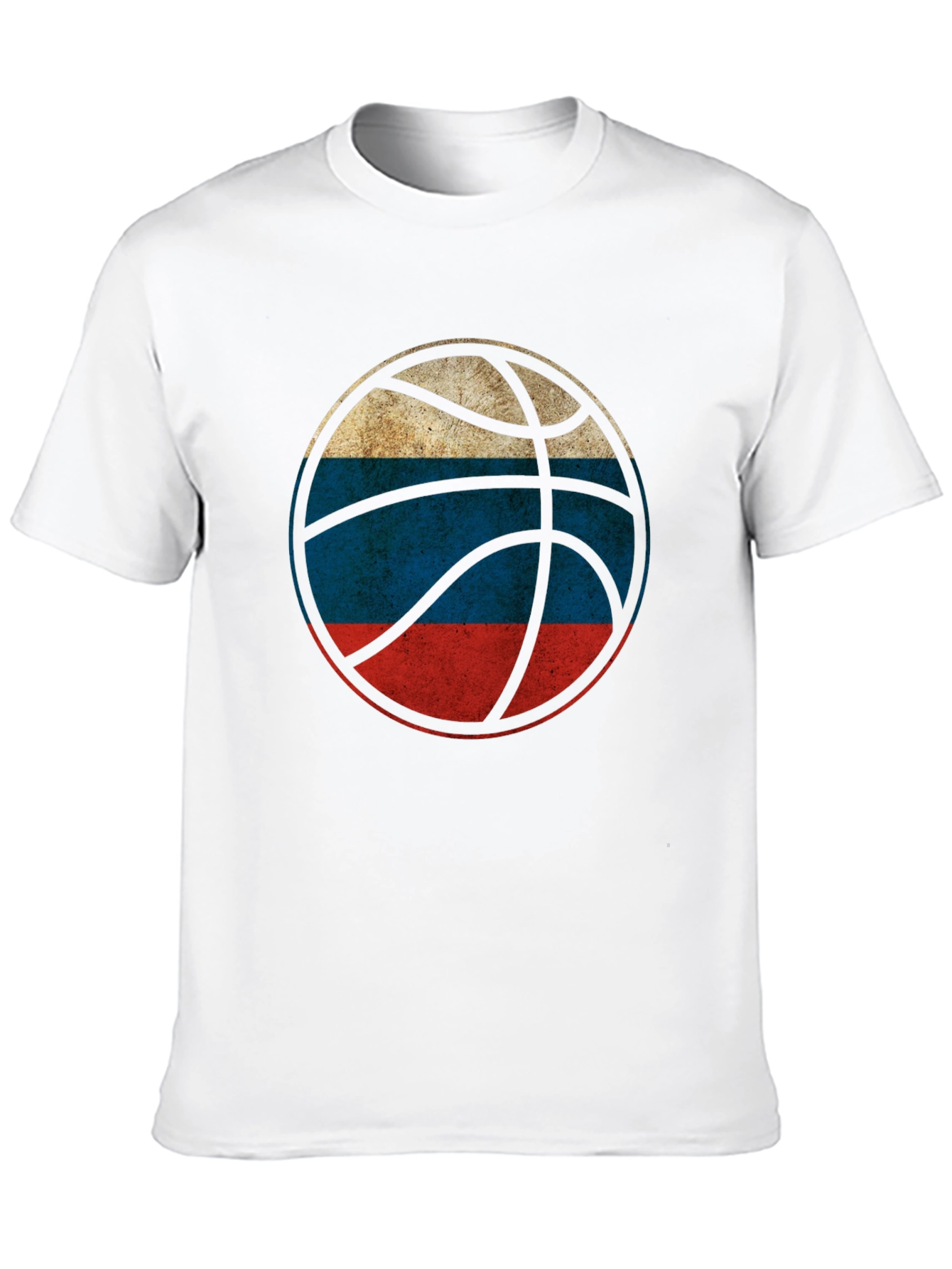 Russian Flag Basketball T-Shirt -  Distressed Print