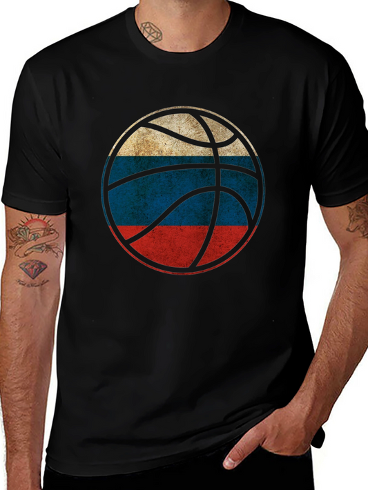 Russian Flag Basketball T-Shirt -  Distressed Print