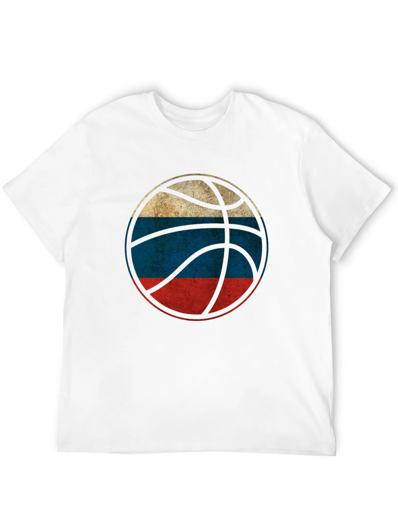 Russian Flag Basketball T-Shirt -  Distressed Print