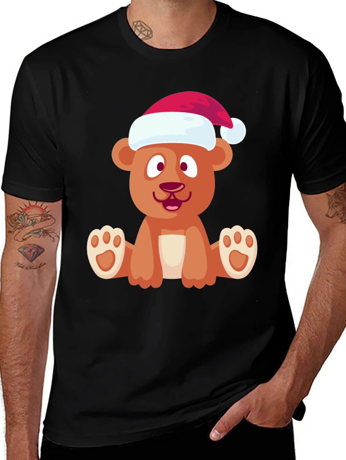 Festive Bear Graphic Tee - Holiday Cheer
