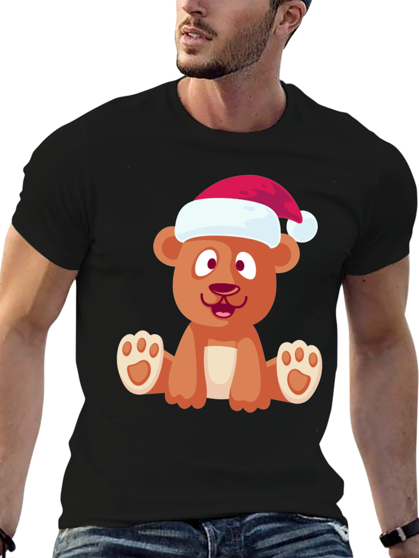 Festive Bear Graphic Tee - Holiday Cheer