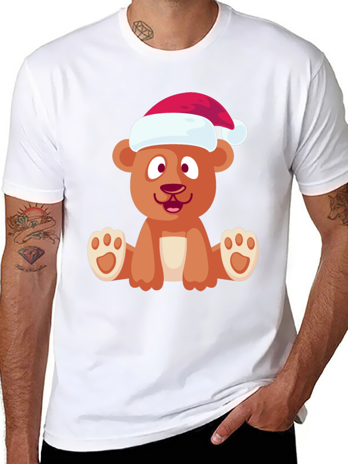 Festive Bear Graphic Tee - Holiday Cheer