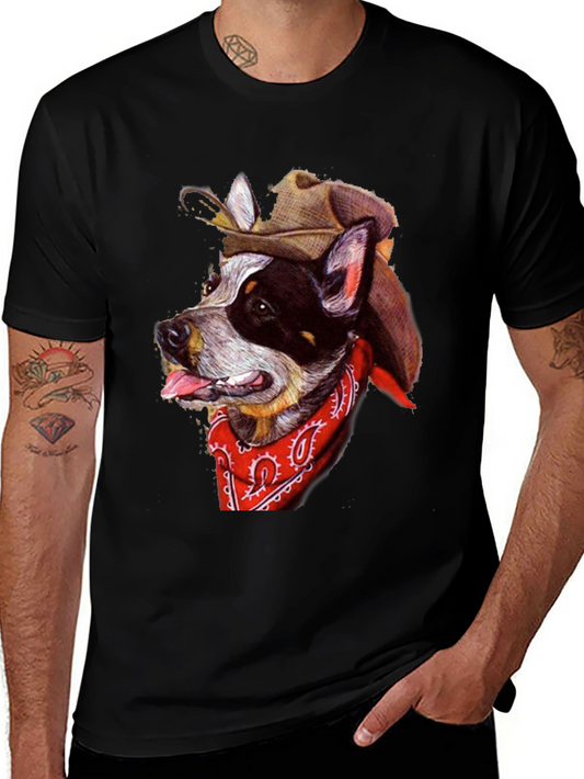 Cowboy Dog Graphic Tee - Western Style T-Shirt