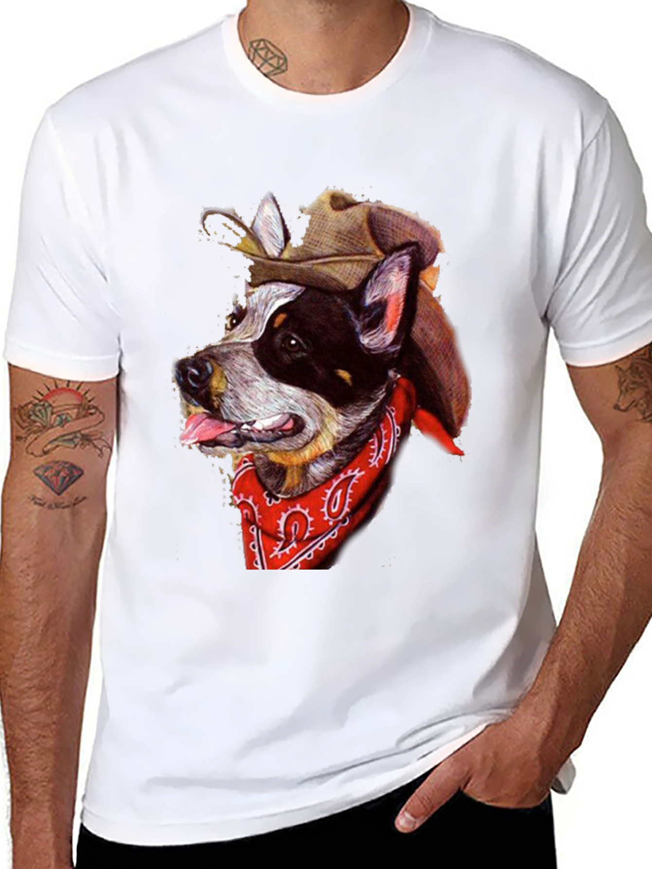 Cowboy Dog Graphic Tee - Western Style T-Shirt
