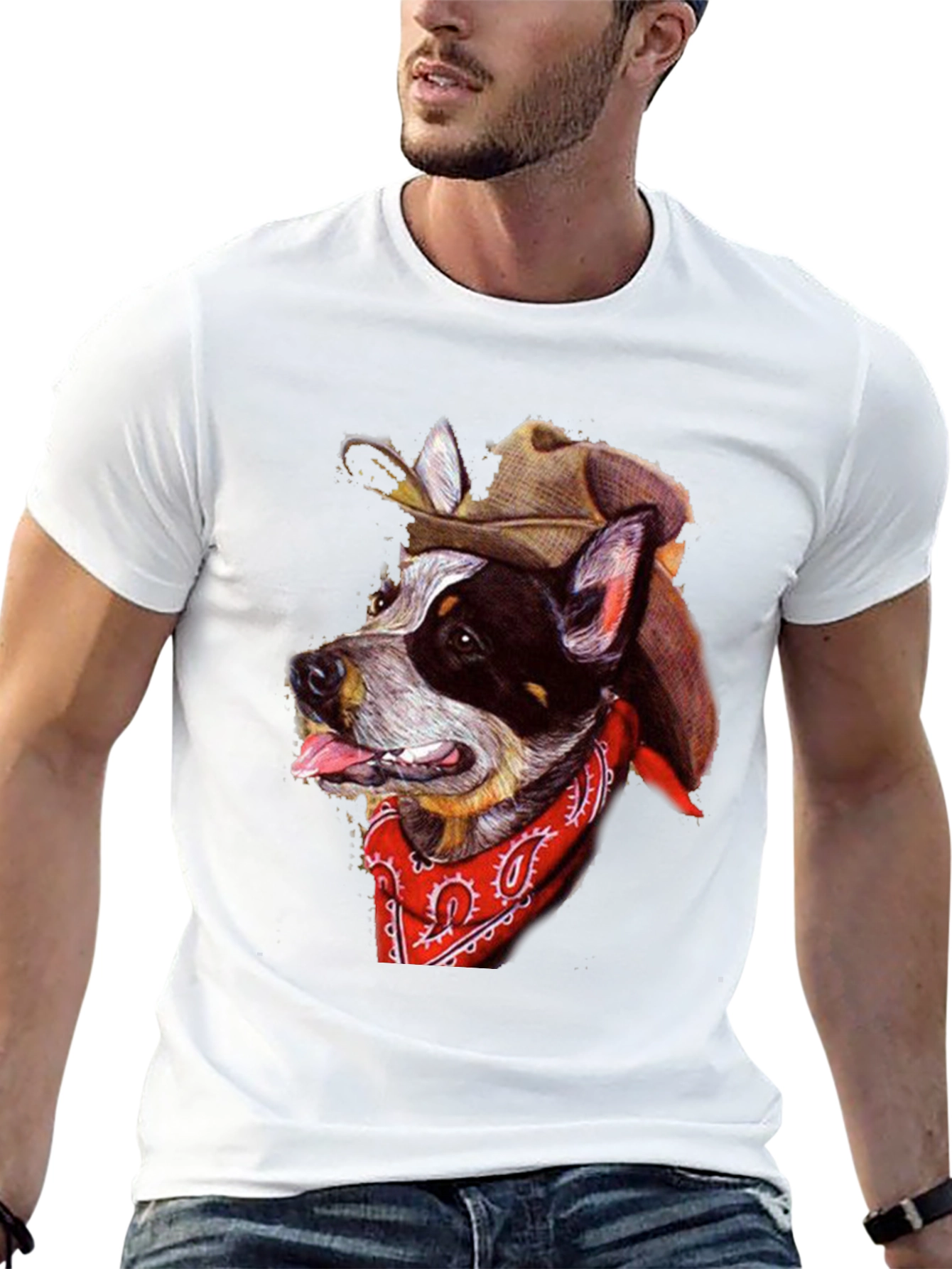 Cowboy Dog Graphic Tee - Western Style T-Shirt