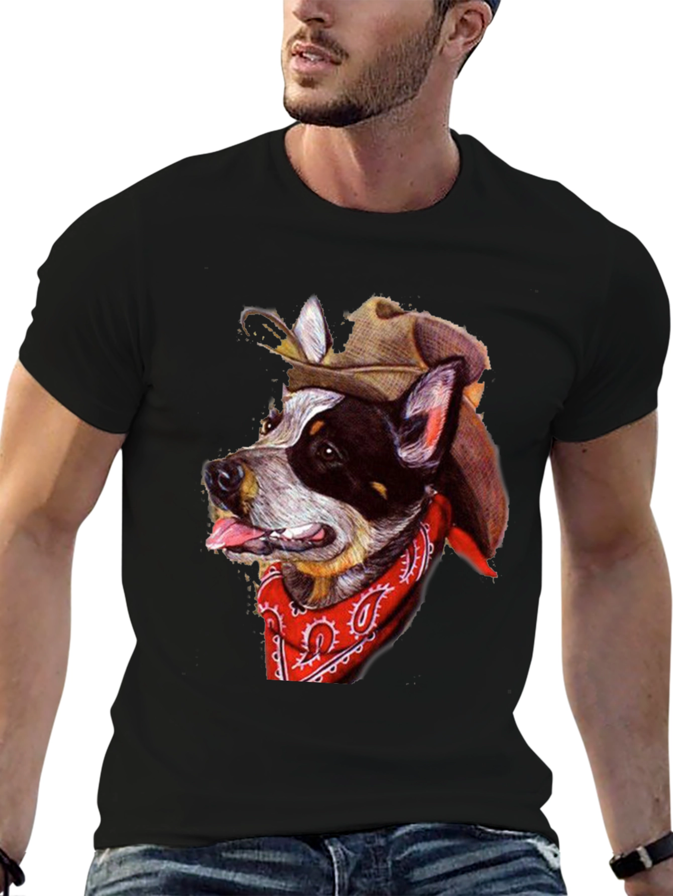 Cowboy Dog Graphic Tee - Western Style T-Shirt