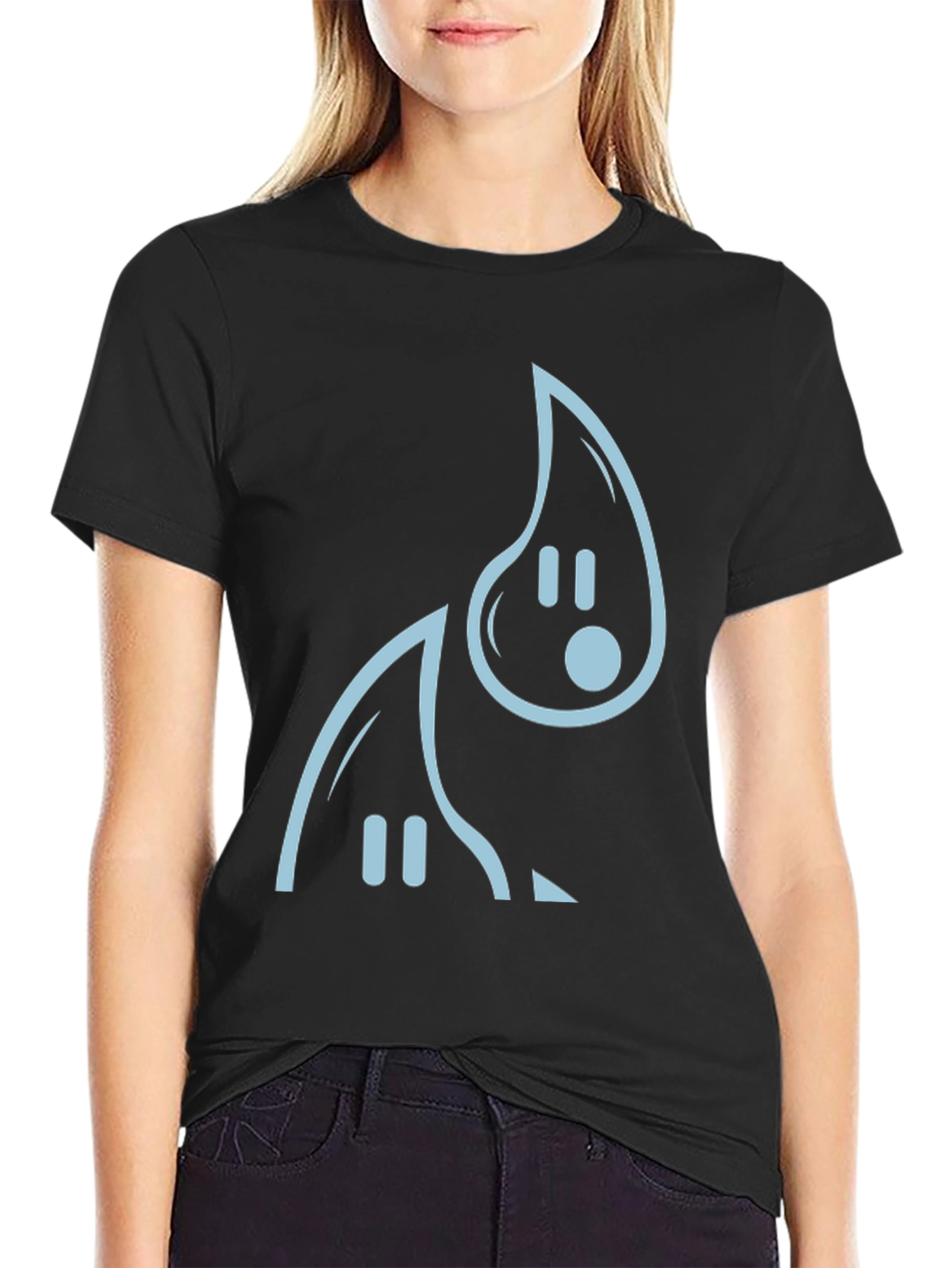 Minimalist Ghost Graphic T-Shirt - Black